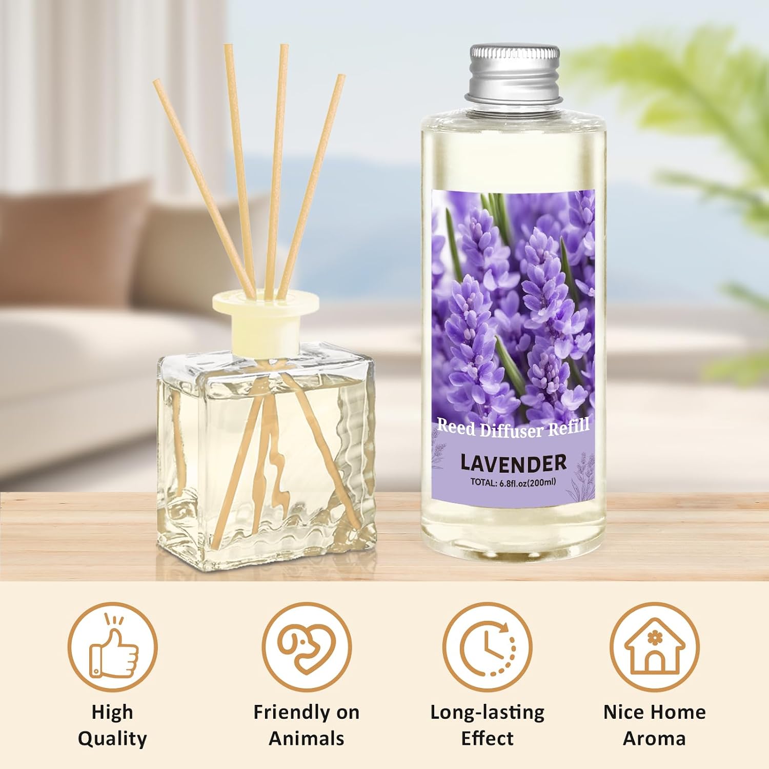 STRN Reed Diffuser Oil Refill, Lavender Scented Reed Diffuser Refill 200ML