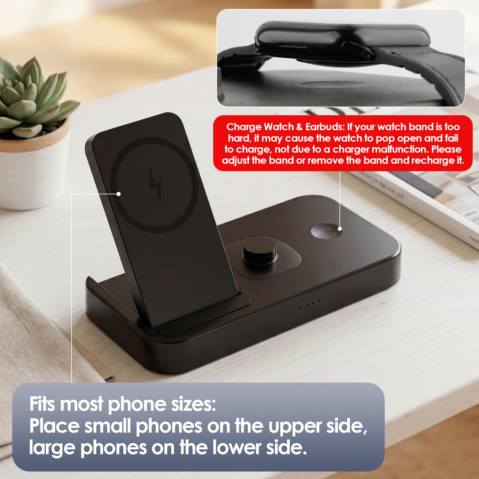 Station de charge 4 en 1 pour Oura Ring Gen 4, chargeur rapide pour iPhone 17/16/15/14/13/12, Apple Watch, AirPods, Samsung Galaxy S25/S24/S23/S22/S21, Galaxy Watch Buds (taille 12)
