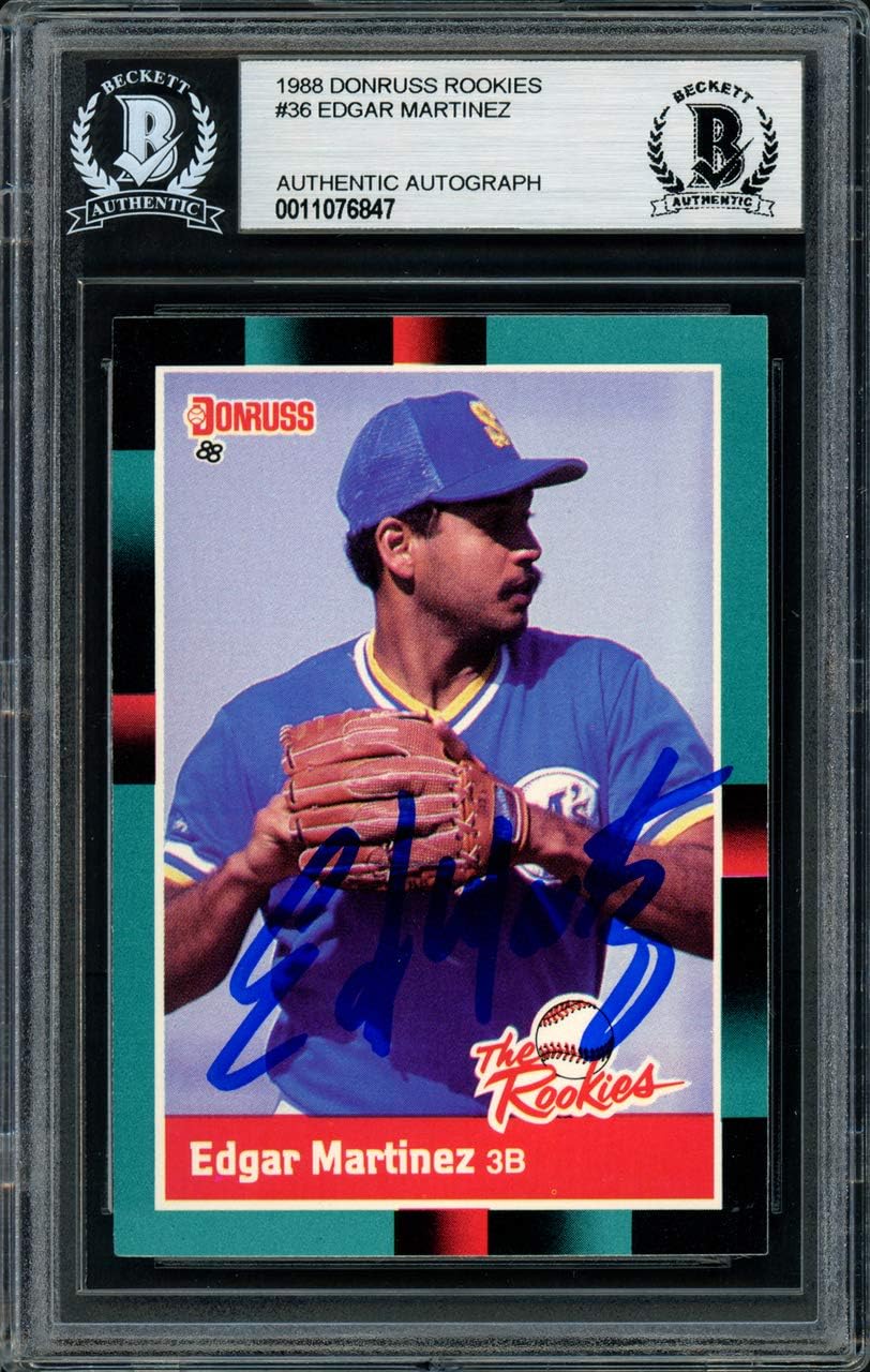 Edgar Martinez Autographed 1988 D.o.n.r.u.s.s The Rookies Rookie Baseball Card #36 S.e.a.t.t.l.e Mariners Beckett BAS Stock #147090