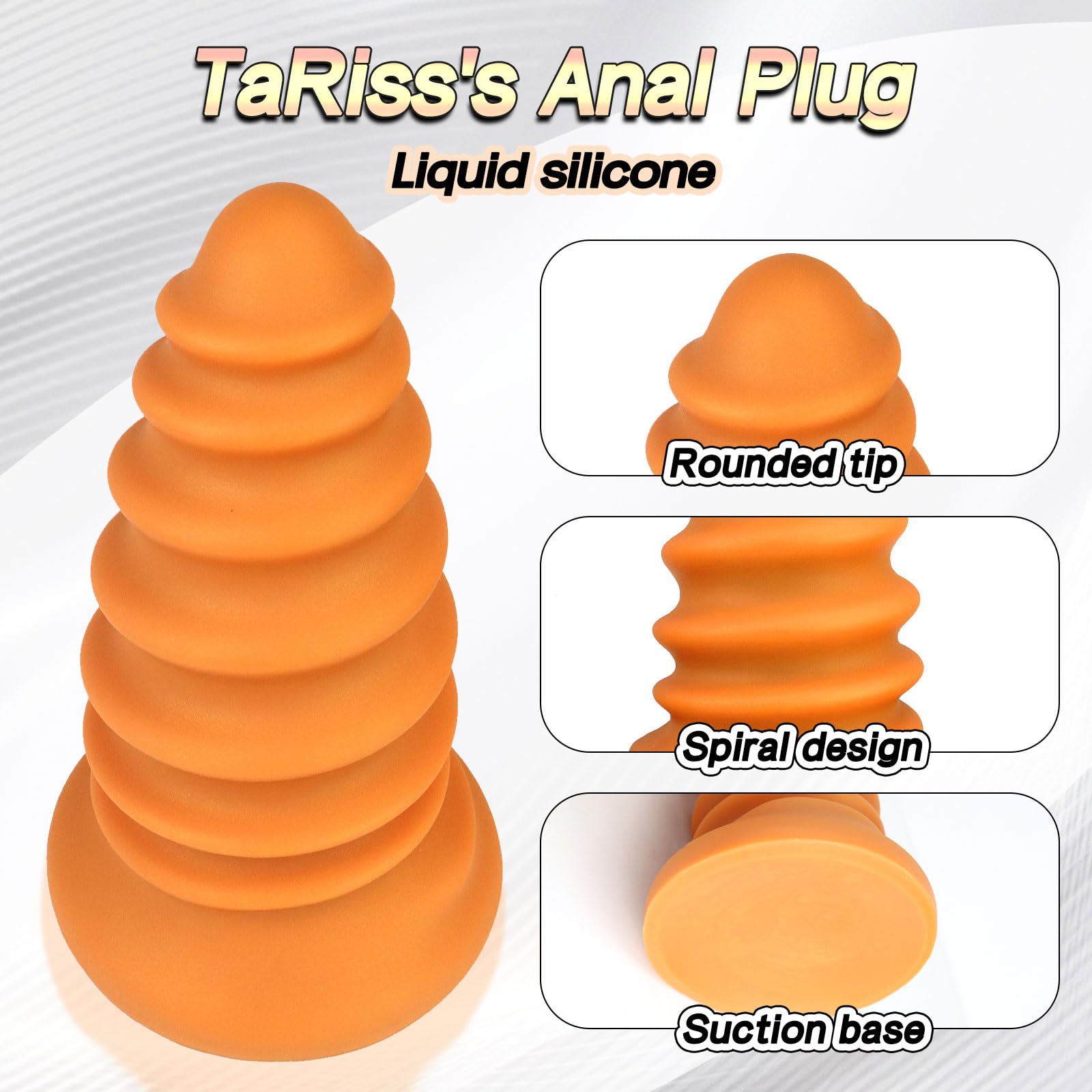 TaRiss's Silicone Anal Plug with Suction Base for Hands-Free Play Thick Butt Plug Dildo for Anal Training Prostate G-spot Stimulation Screw Shape Fantasy Adult Sex Toy for Advanced Players  8.66’’