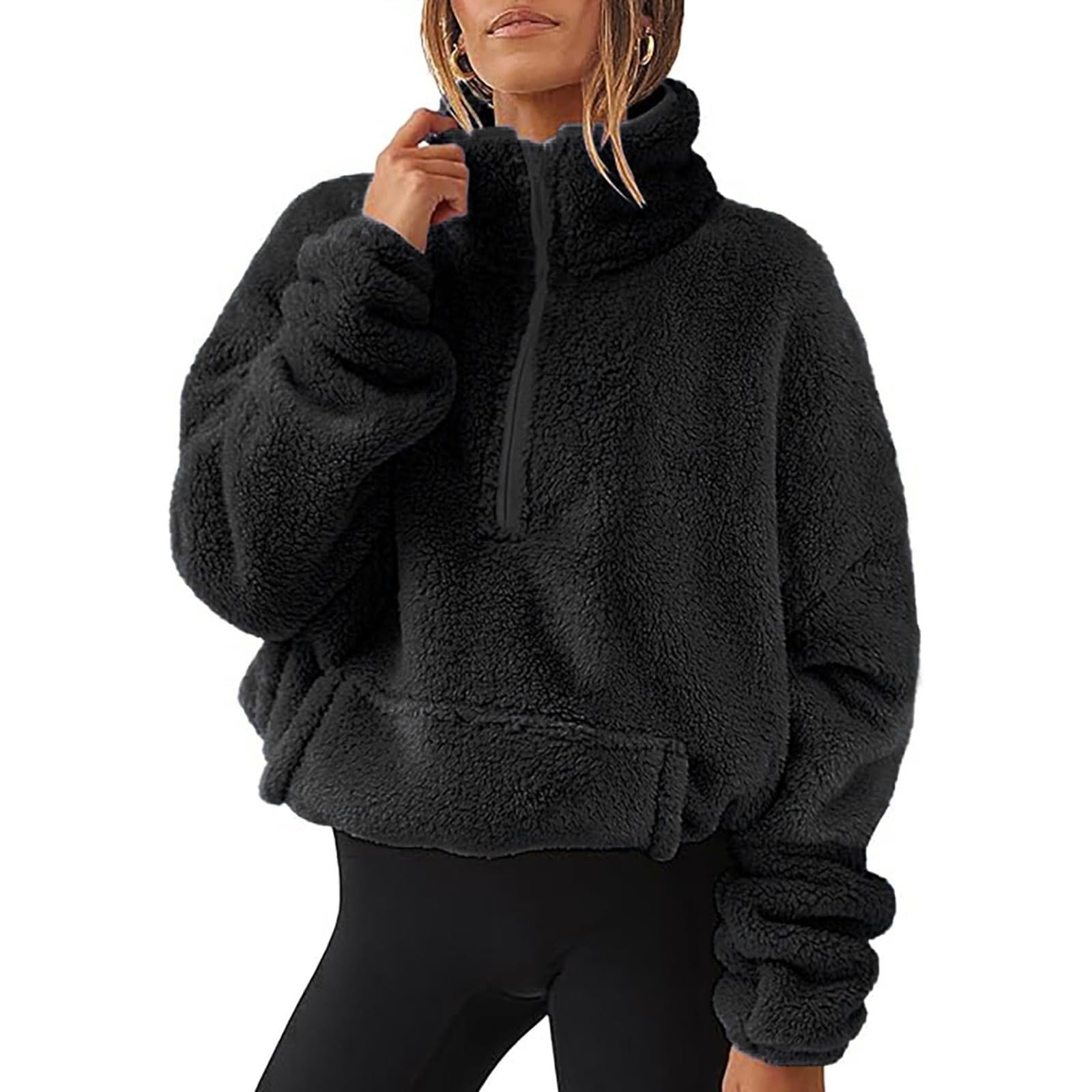 トップス COMFY Half Zip Sweat Mens Half Zip Sweatshirt Comfy Casual Long Sleeve Tops Stand