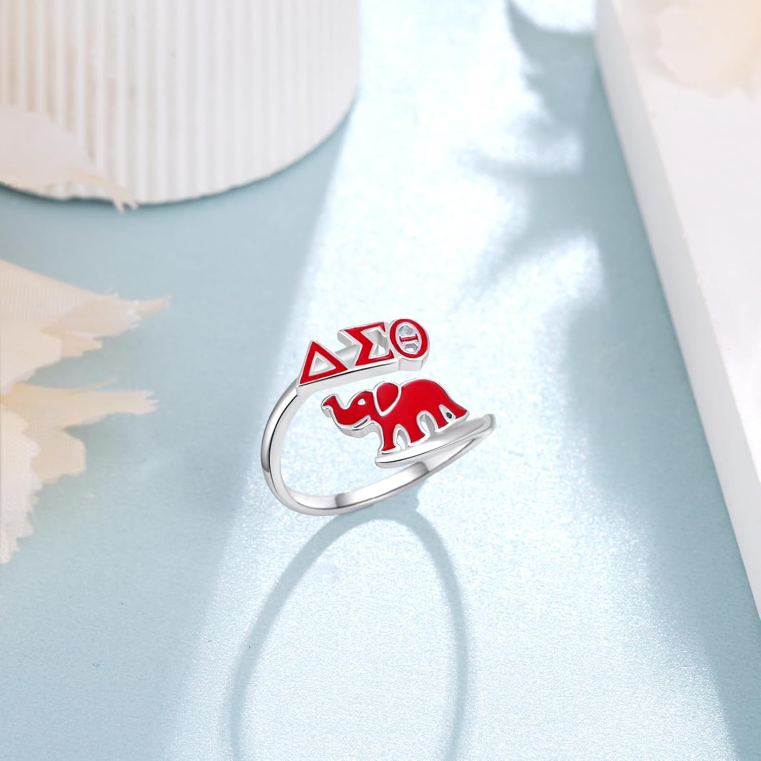 DST Sorority Ring 925 Sterling Silver DST Red Elephant Ring Sorority Gifts for Women - Image 2