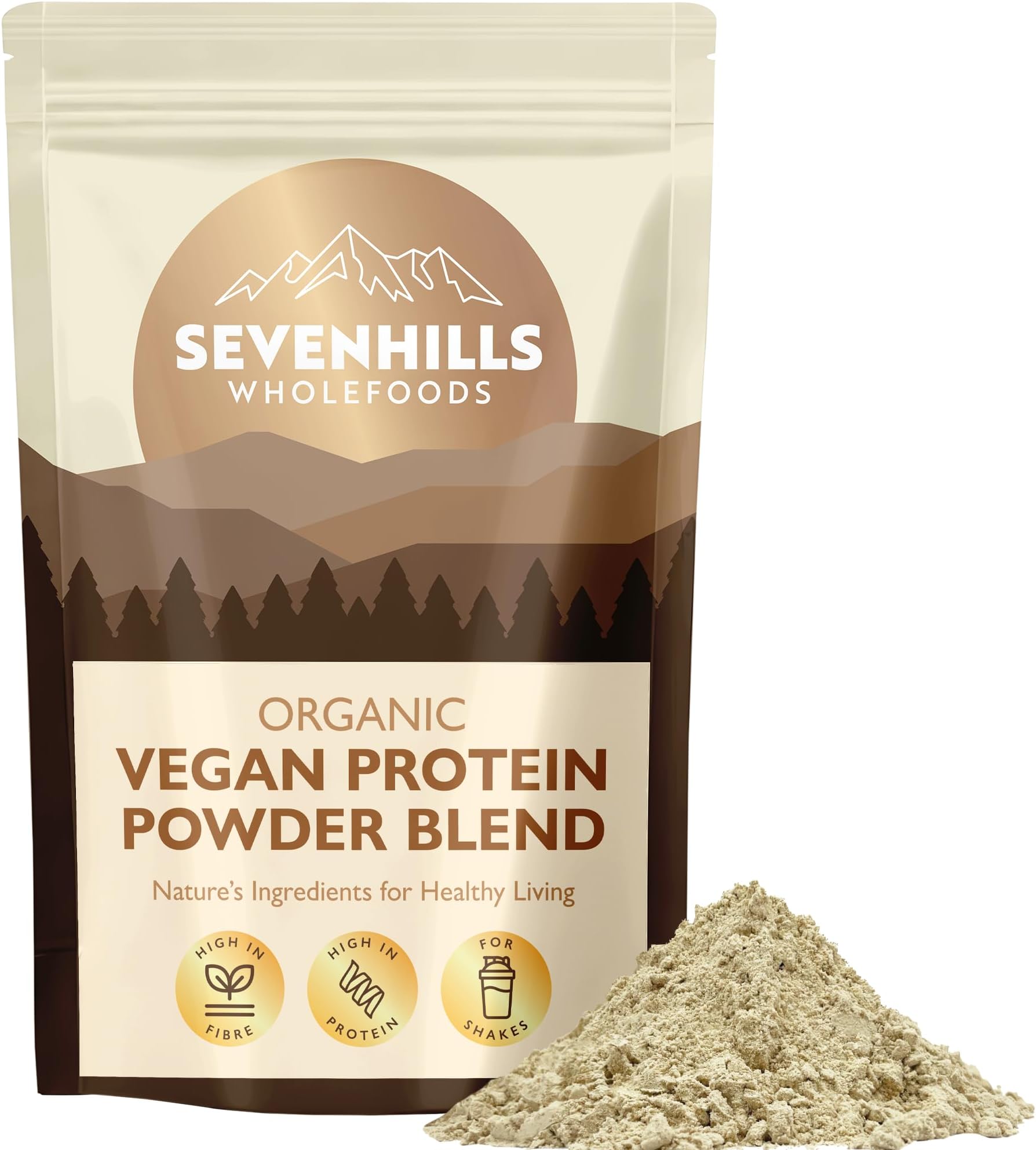 Sevenhills Wholefoods Organic Vegan Natural Protein Powder Blend 900g, with Rice, Hemp & Pea Protein, unsweetened & unflavoured, no additives, Dairy & Soy Free