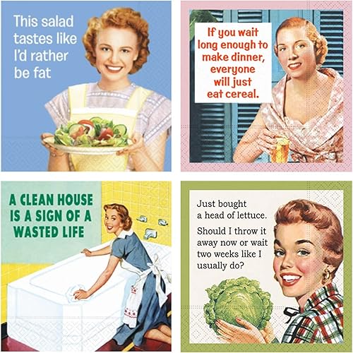 Juego de 80 servilletas de papel de 3 capas para bebidas divertidas de cóctel para mujeres, paquete de dieta para padres y madres (4 paquetes de 20