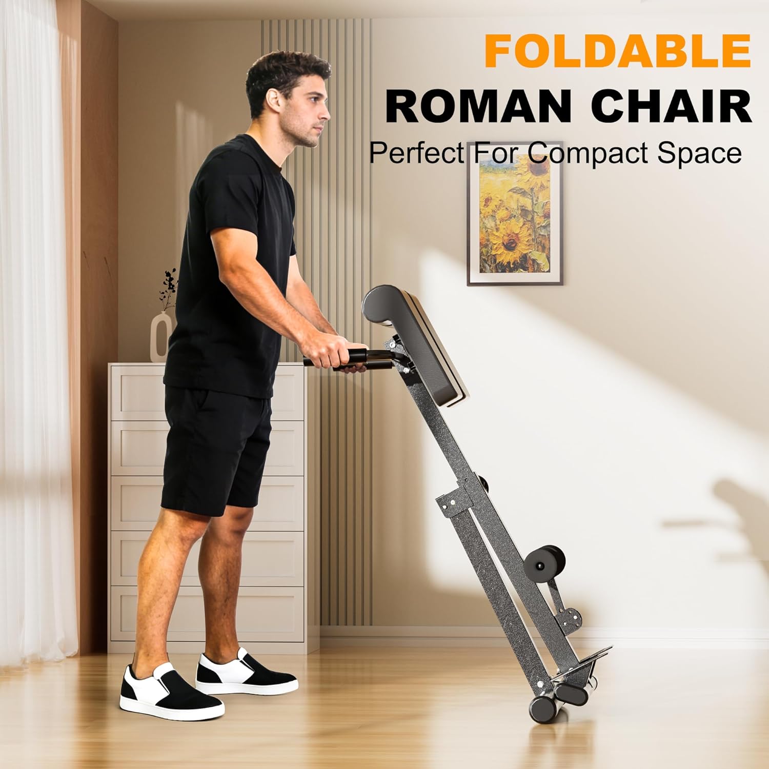 Adjustable Roman Chair, Hyperextension Bench for Strength Training, Core Workouts & Home Gym Exercises,Back Extension Machine for Glutes, Hamstrings & Lower Back