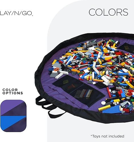 Miniatura 6 de Lay-n-Go Organizador portátil 2 en 1 de almacenamiento de juguetes con cordón y tapete de juego para habitación y viajes, hecho para niños y niños