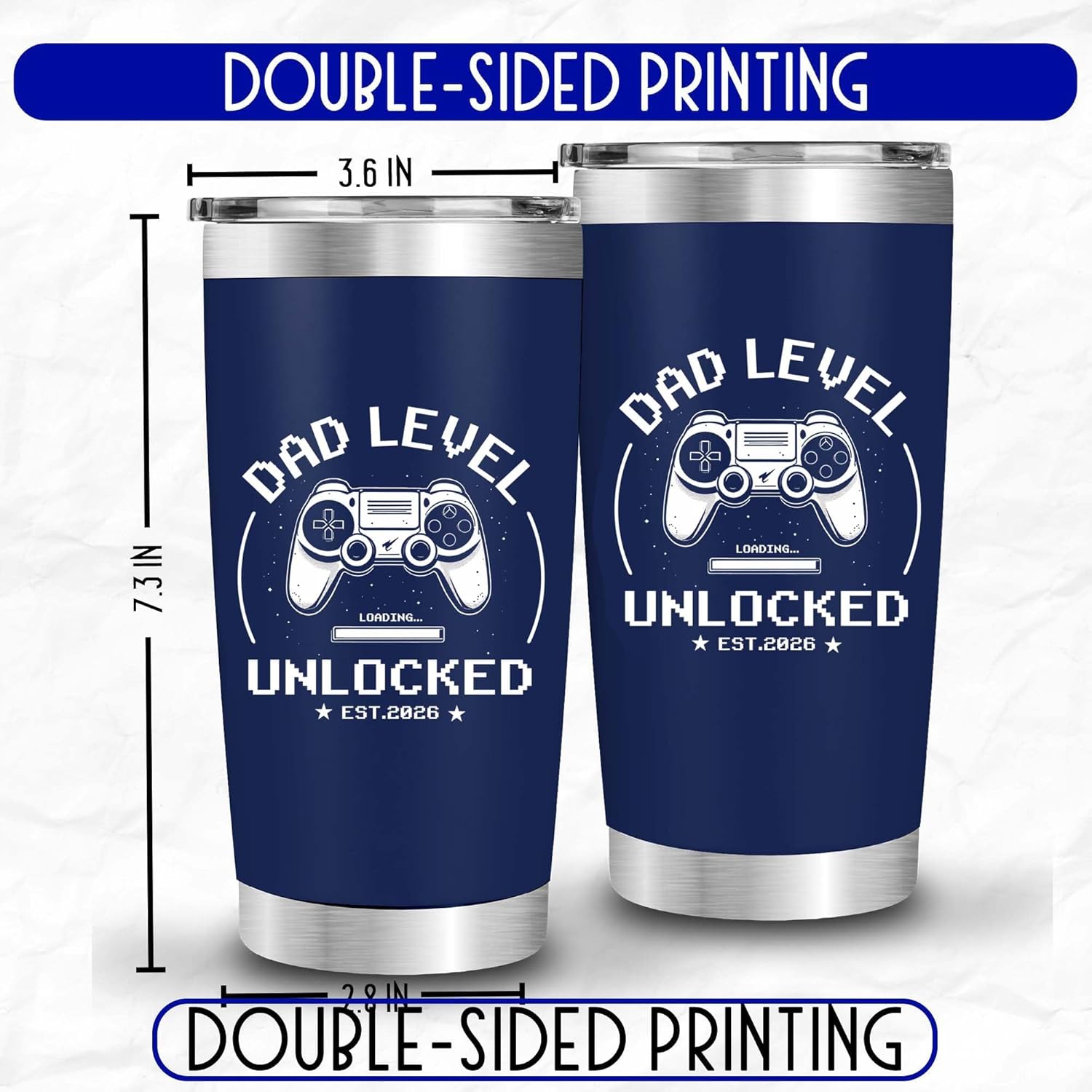 Promoted to Dad 2026 Tumbler 20oz – New Dad Gifts for First Time Daddy, Expecting Daddy Present For Birthday, Father’s Day, Christmas Cups From Friend, Baby, Kid, Wife - Image 2