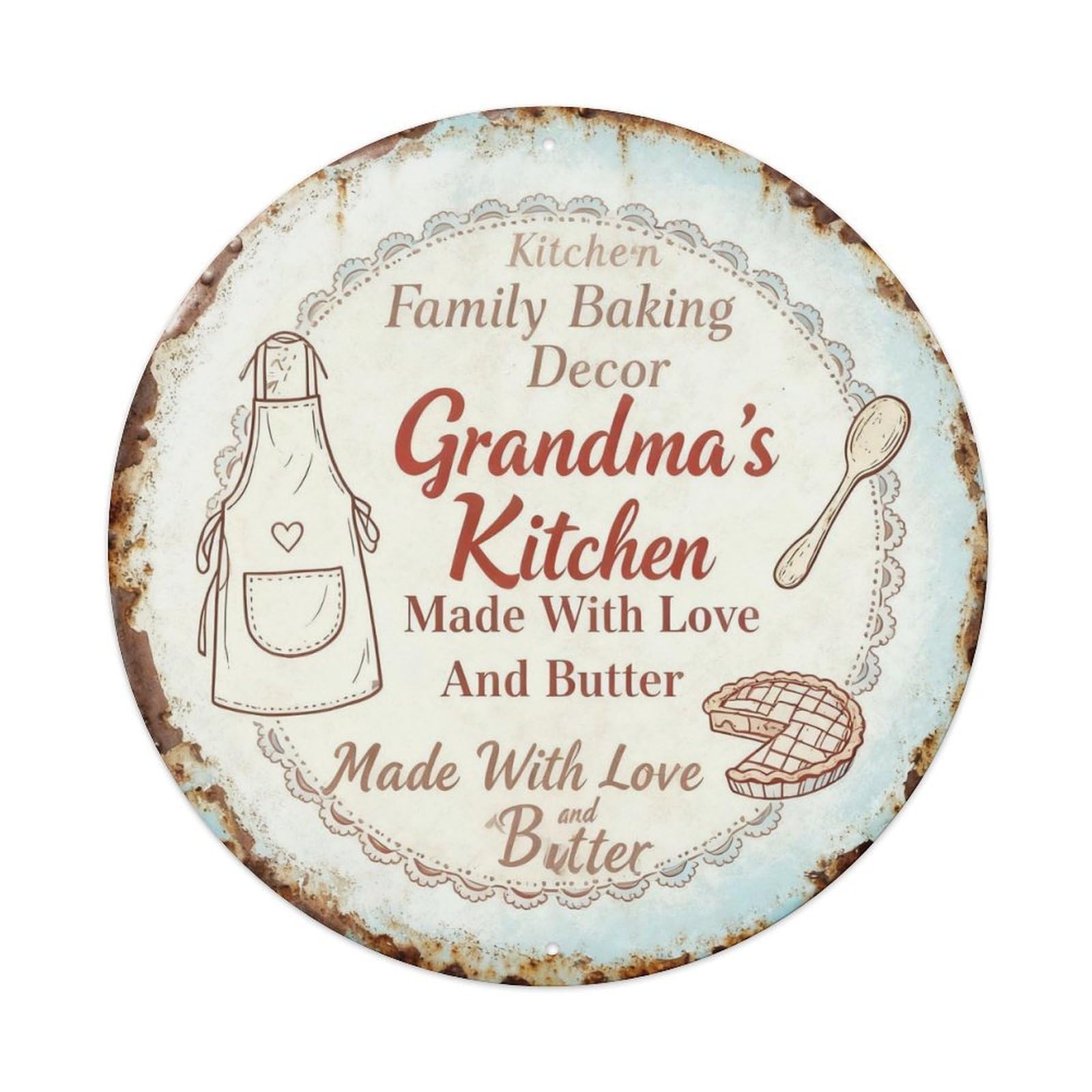 Grandmas Kitchen Family Baking Decor Metal Tin Sign Plaque