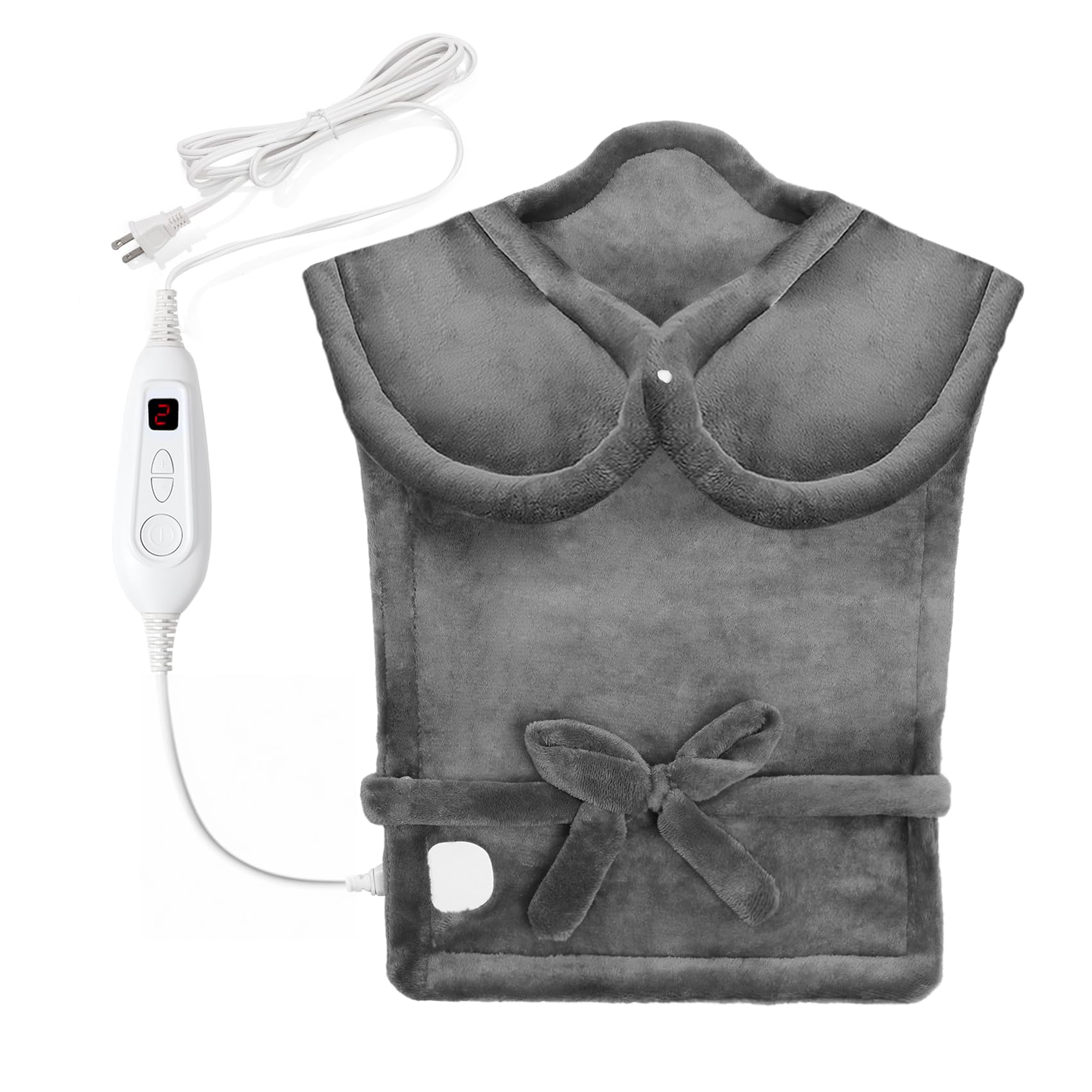 Full Back Heating Pad for Back and Shoulders, Weighted Heating Pad for Back Pain Relief, 6 Heat Settings & 2H Auto-Off, Christmas Gifts for Mom Dad Women Men, ETL Certified, 25.6"x31.1", Gray