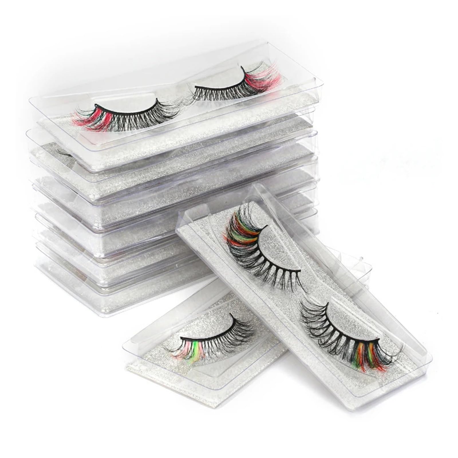 UAMOU 5 20 100 pcs New Eye Tail Color 3D Luxury Mink Lashes Natural Individual Fluffy Colorful False