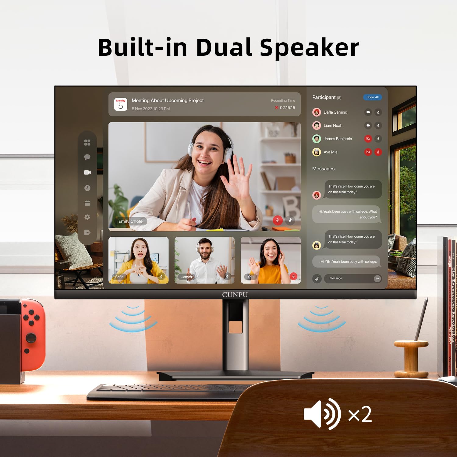 CUNPU - 61 cm (24 Zoll) 4K-Computermonitor, UHD (3840 x 2160), IPS-Panel für Foto- und Videobearbeitung, ΔE < 2, 185 PPI, DCI-P3 100 %, 1,07 B + Farben, HDR10, VESA, höhenverstellbar, vertikal