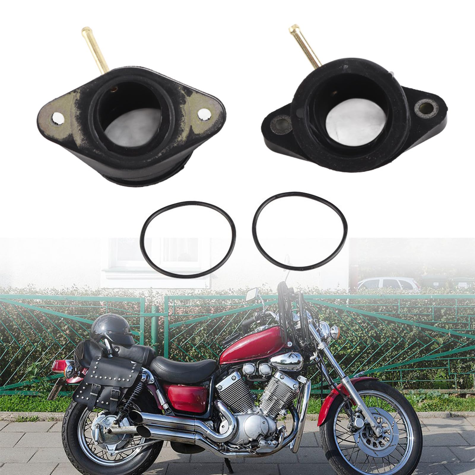 Motorrad Vergaser Adapter Für XV400, XV500, XV535 – 2 Stück Mit O-Ringen, Schwarz