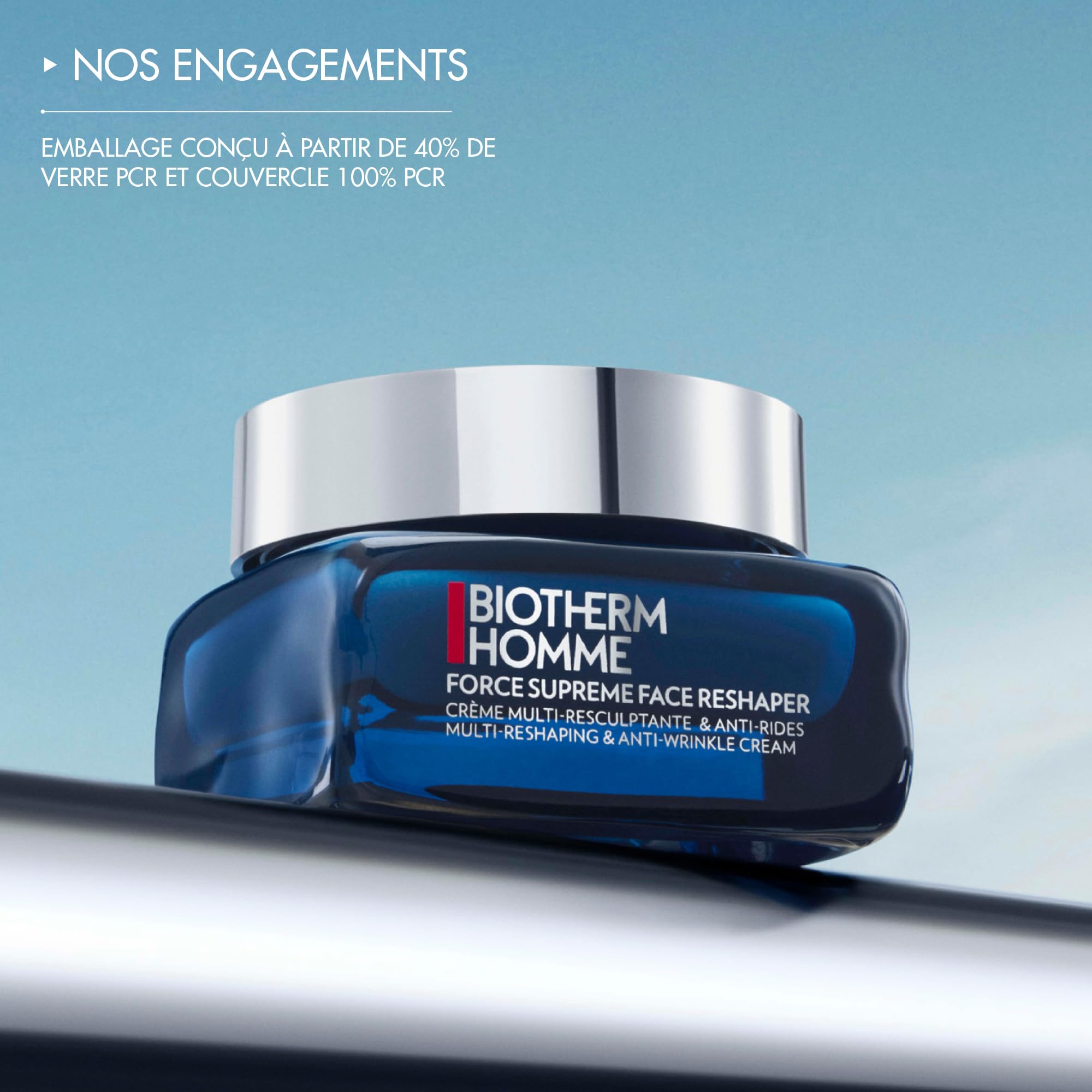 Biotherm Force Suprême Face Reshaper, Coffret Routine Anti-Âge pour Hommes avec Crème Correctrice 50ml, Mousse de Rasage 50ml et Nettoyant Visage 40ml, Soin Raffermissant