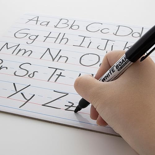 Miniatura 7 de BAZIC - Pizarra de borrado en seco de 9 x 12 pulgadas, doble cara con rayas primarias y en blanco, pequeñas pizarras blancas portátiles para el