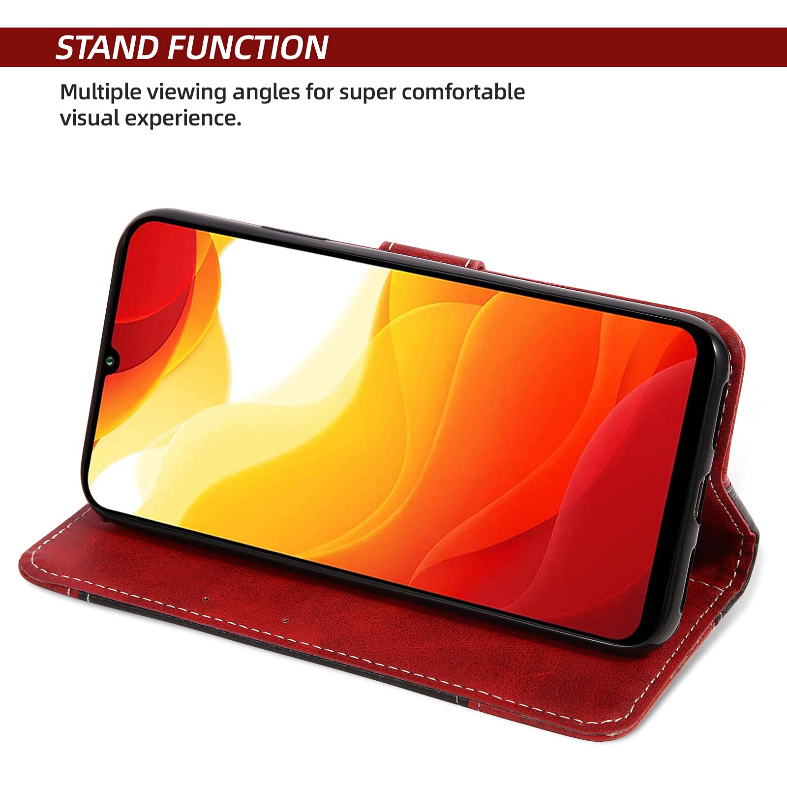 Custodia per Xiaomi Mi 10T Lite 5G in pelle con funzione stand Rosso scuro