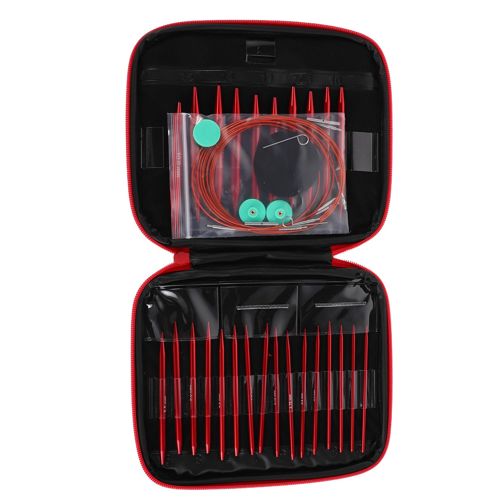 Set di Ferri Circolari Intercambiabili Rosso in Alluminio
