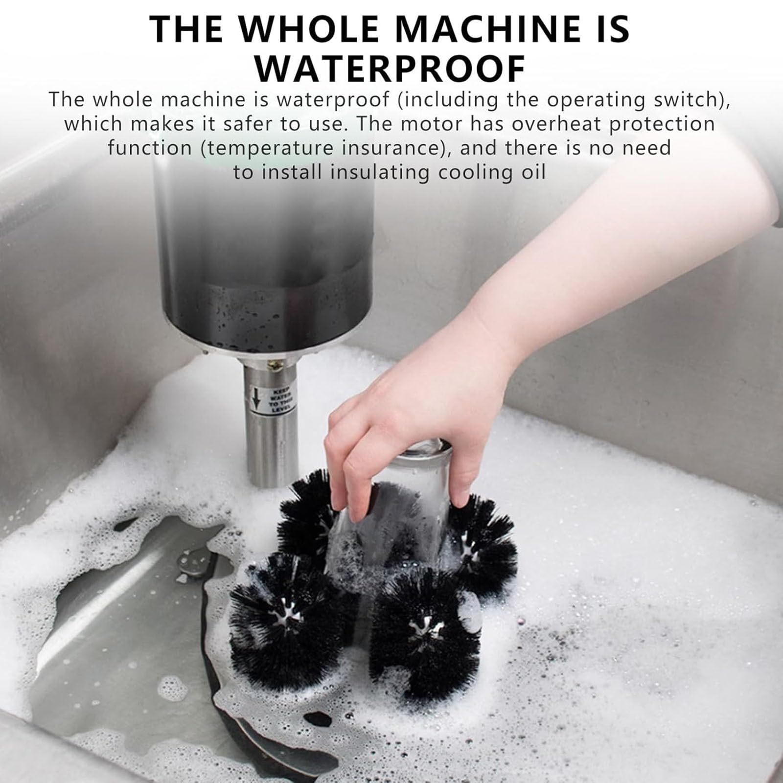MObyat Lavavasos Eléctrico, Máquina Limpiadora De Copas De Vino con 5 Cabezales, 600 Tazas/h, Limpieza 360° Sin Ángulos Muertos, Diseño Silencioso E Impermeable, para Cafeterías, Restaurantes