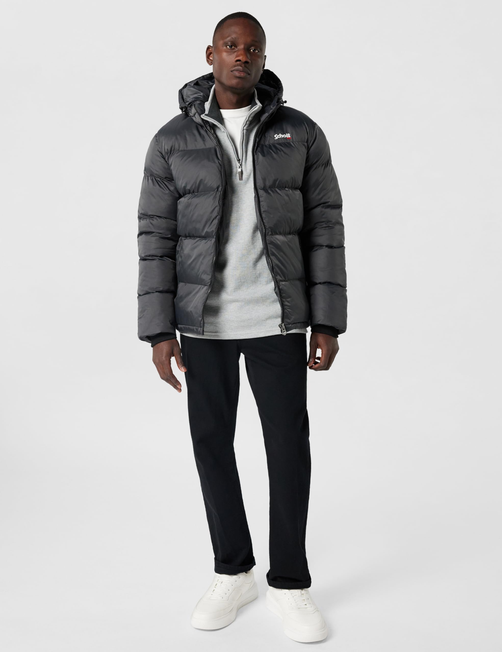 Schott NYC Idaho2 Piumino con Cappuccio con Cerniera Unisex - Adulto (Pacco da 1)