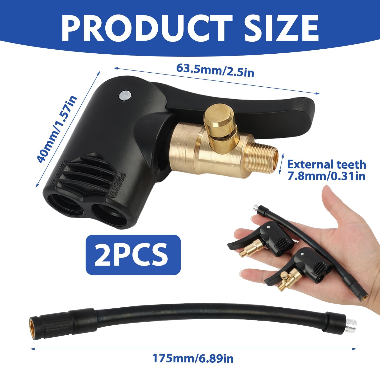 Attacco Universale Per Pompa Gonfiaggio Taicols 2 Pezzi Connettore Valvola Pneumatica,Ugello Gonfiabile Adattatore Valvola Pneumatici Auto E Bici Attacco Universale Per Pompa Gonfiaggio Taicols 2 Pezzi Connettore Valvola Pneumatica,Ugello Gonfiabile Adattatore Valvola Pneumatici Auto E Bici