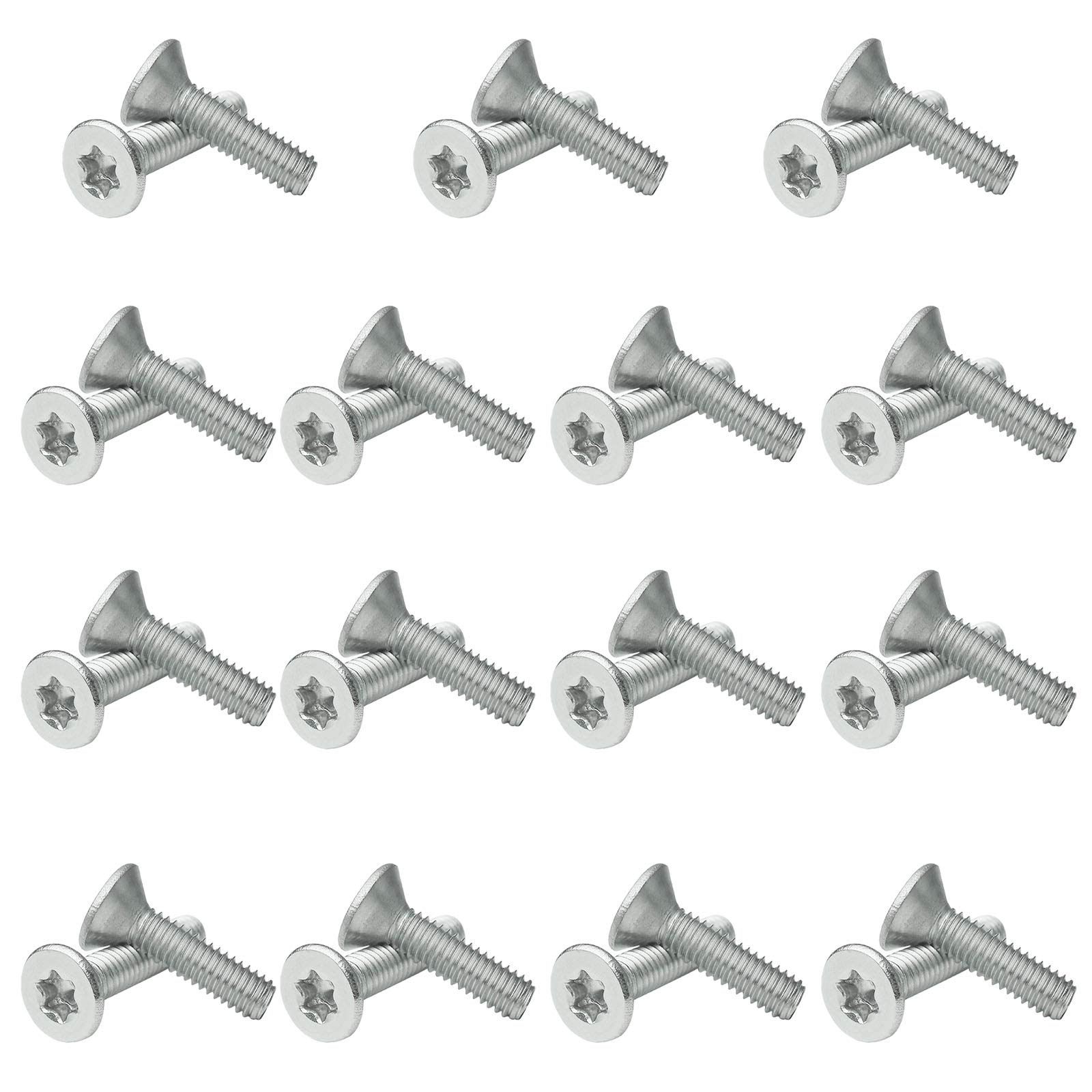 M6-1x18mm Flat Head Torx Bolt Security Machine Screw Bolt Tamper Resistant Screws 304 Stainless Steel Silver Tone (30 Pcs)