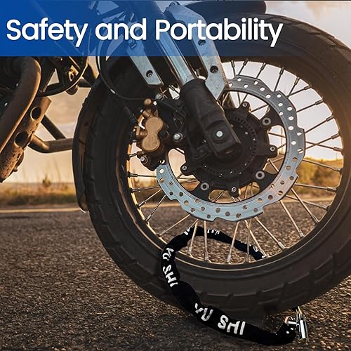 Miniatura 6 de Candado de cadena para bicicleta con 2 llaves, cerraduras de bicicleta de 4.26 pies, antirrobo, cerraduras de cadena de bicicleta, cadenas de