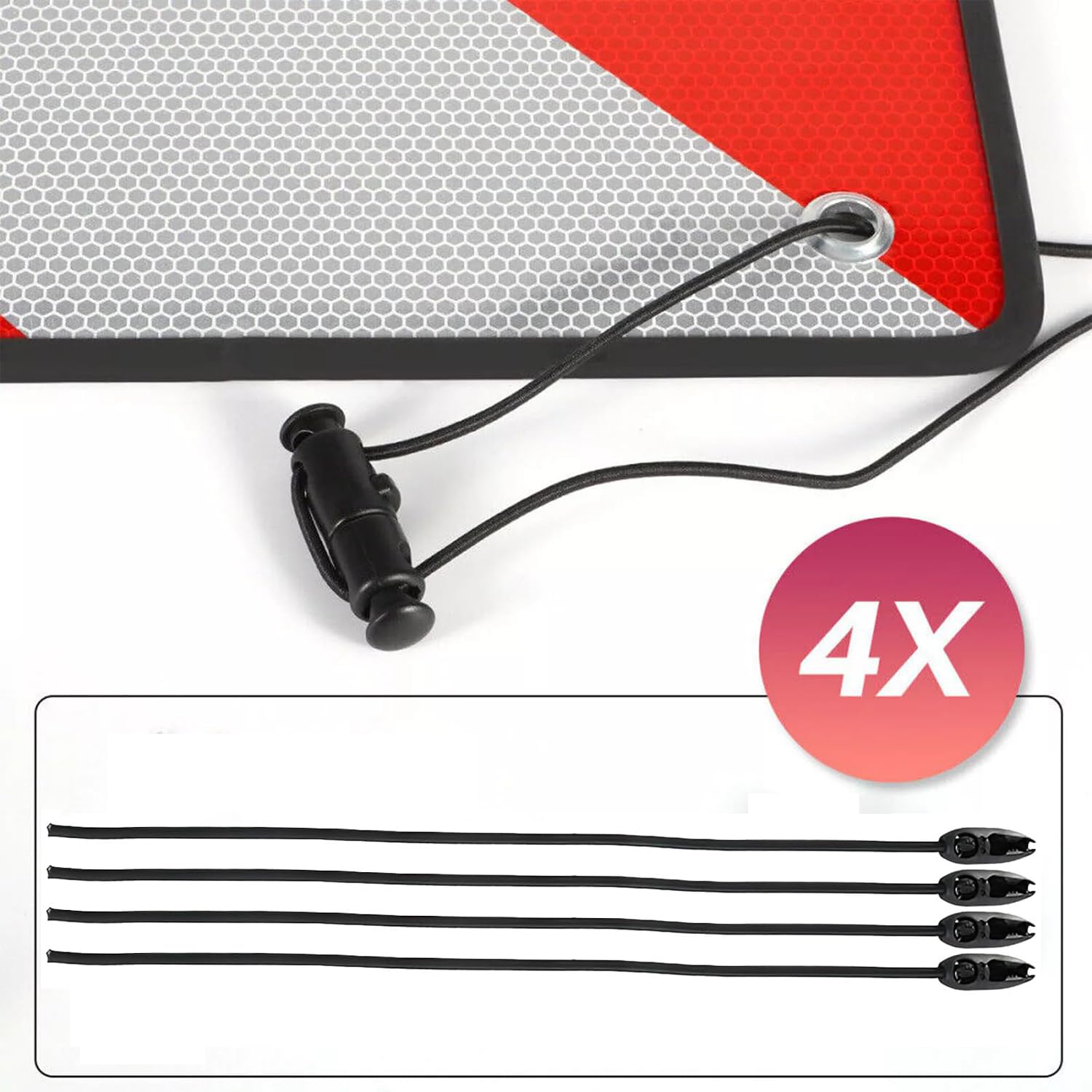 TEOV 3 in1 Warntafel für Italien UND Spanien + Portugal | 4X Spanngurte PVC, 50x50cm, Reflektierend | Für Fahrradträger/Heckträger, Wohnmobil