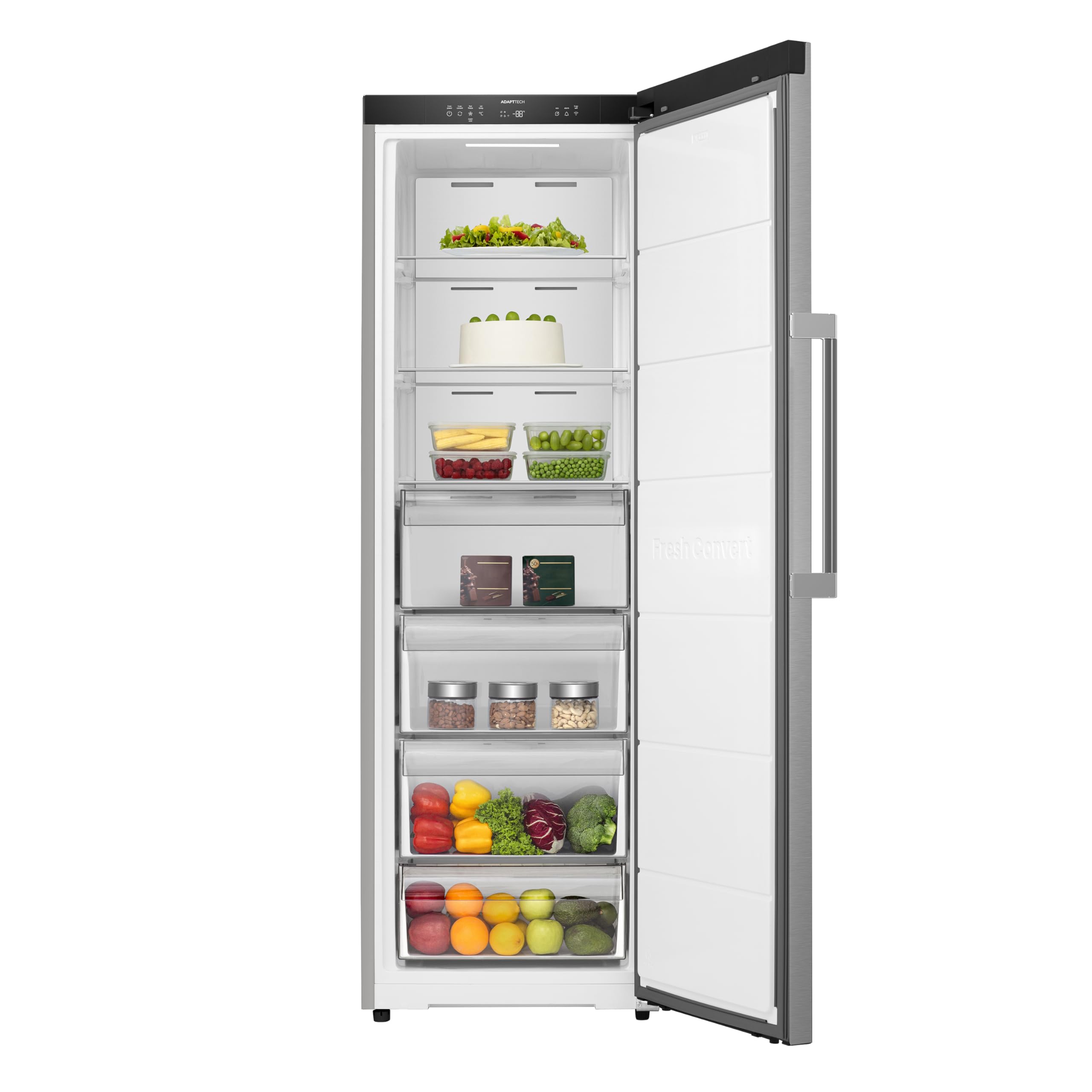 Gorenje FNC618D6XWF Gefrierschrank Freistehend 312 Liter SmartFit 185cm Höhe AdaptTech Convert -24℃ bis +8℃ ConnectLife Wifi Easy-open Griff Inverter Edelstahl