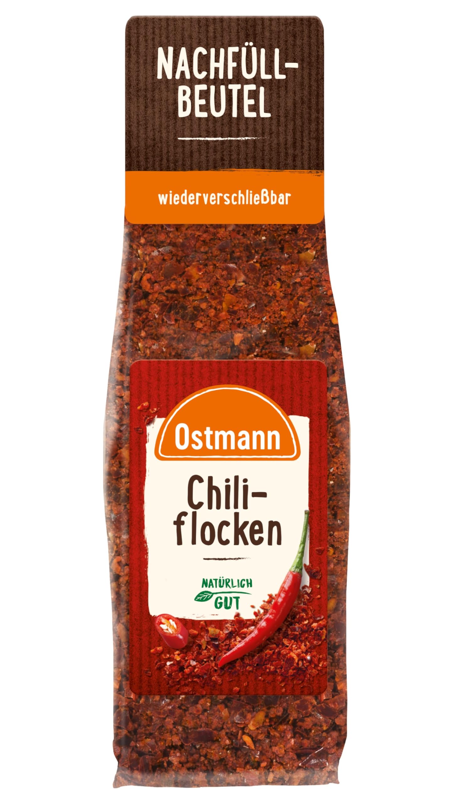 Ostmann Gewürze - Chiliflocken | Scharfes Topping für allerlei Gerichte | Zum Nachfüllen der Streudose | 45 g im Beutel