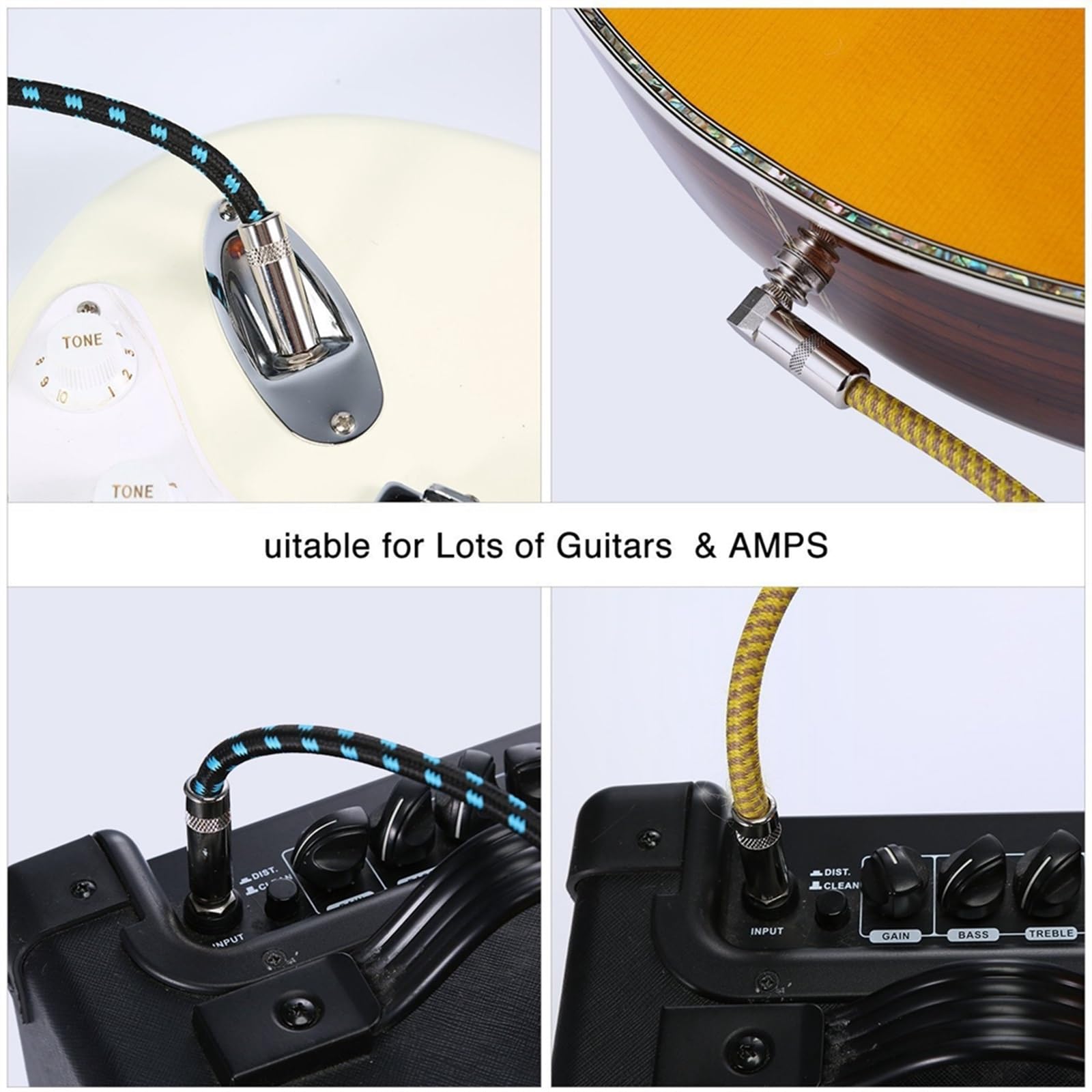 akcesoria do gitary Kabel Audio Z Izolacją Akustyczną AWG24 Do Elektrycznej Gitary Basowej 6,35 Mm Drut Prosty (Color : 6 meter)