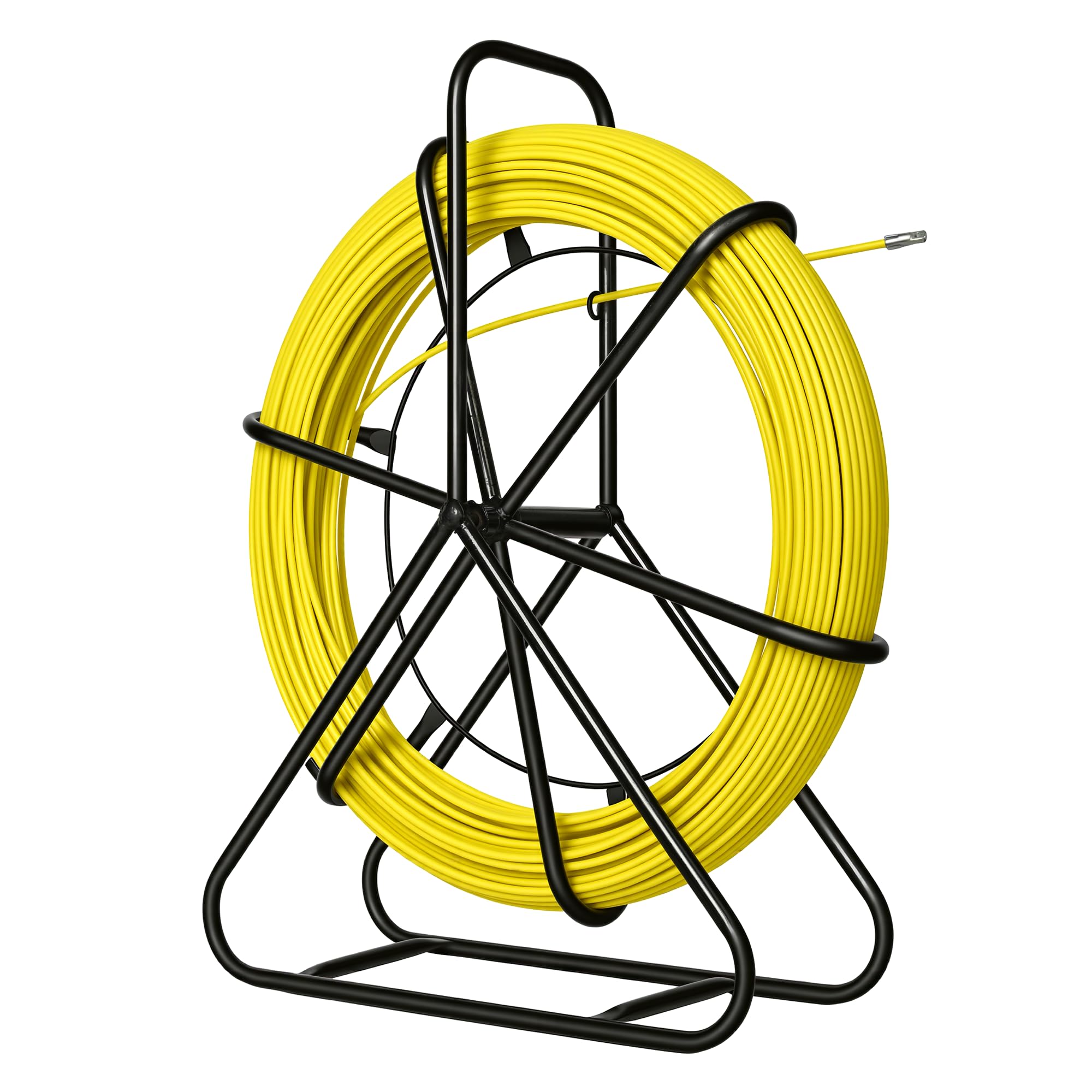 Lesolar Black Fiberglass Duct Rodder,6Mm 100M Fiberglass Electric Cable Installation Tool With Steel Stand,Cable Fishing Tool For Walls And Electrical Conduit (6Mm 100M)