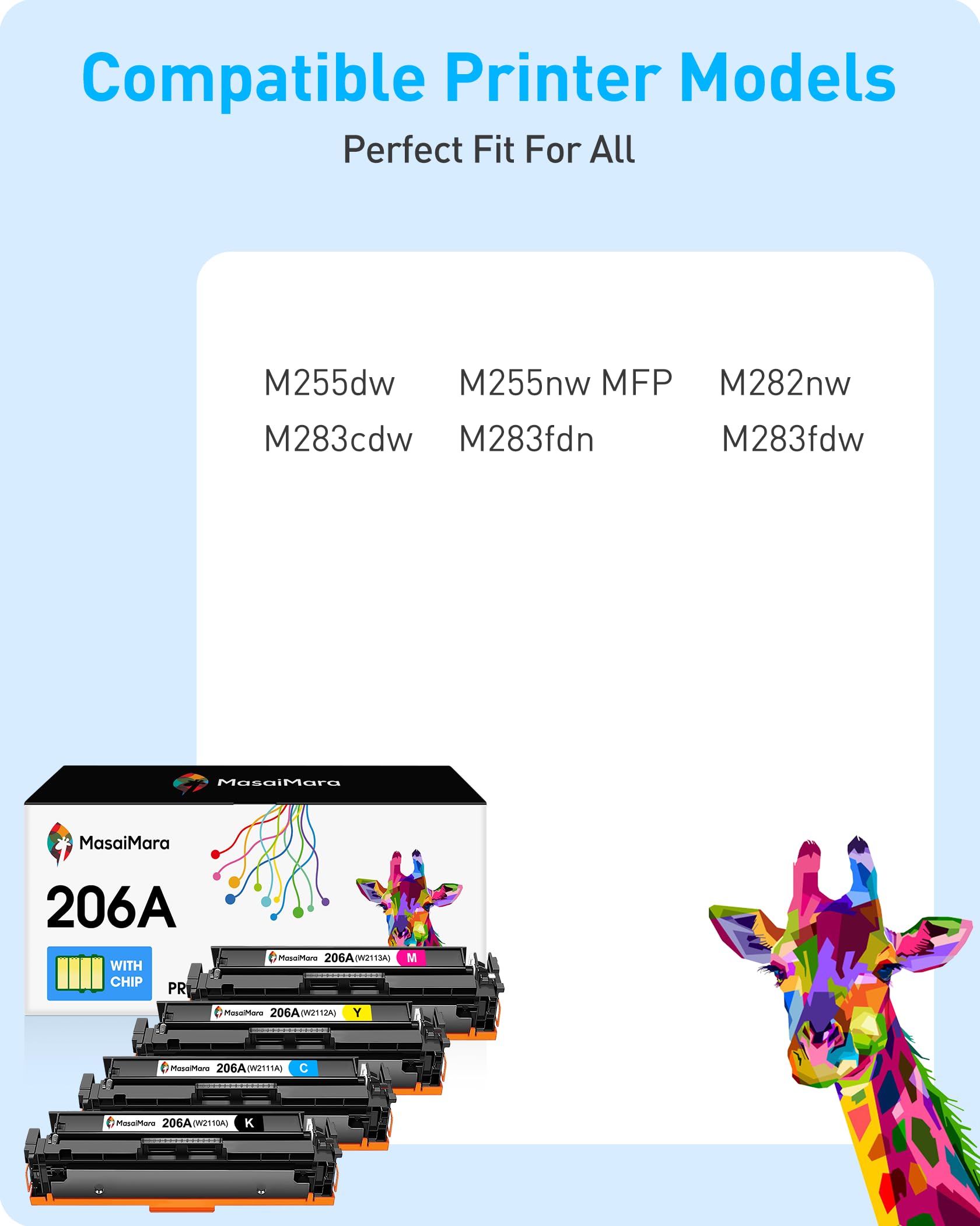 Cartuchos De Tóner 206X, Paquete De 4 Unidades De Alto Rendimiento  Con Chip Repuesto Compatible Para Hp 206a 206x Para Impresora Hp Color