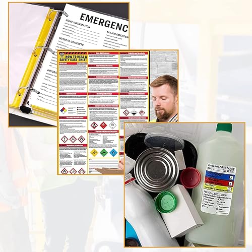 Miniatura 7 de Performore Estante de exhibición SDS, juego con carpeta de anillos de alta resistencia de 3 pulgadas, estante de alambre, letrero de estación SDS,