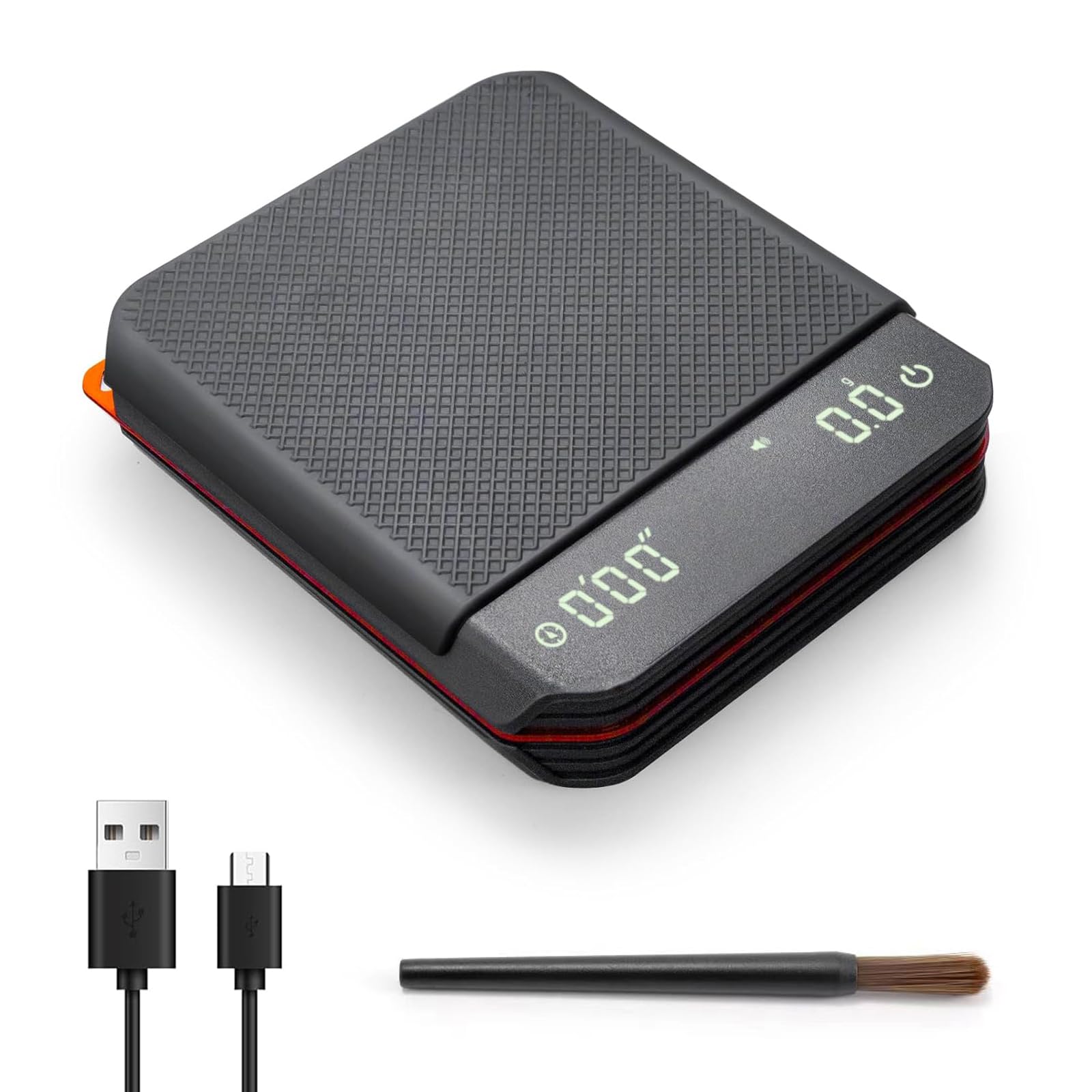 Coffee Scales, Espresso Scale with Timer,Mini Coffee Scale with Auto Tare & Touch Sensor Button High Precision Coffee Scale with Timer Led Hidden Screen Kitchen Scale USB Rechargeable,2kg Max Weight