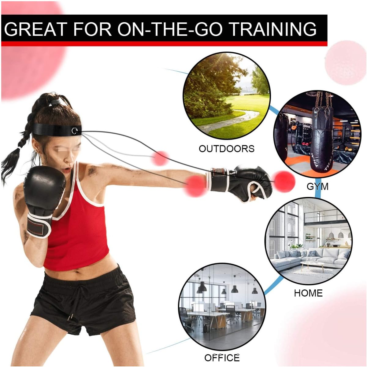 Pelota de Entrenamiento para Boxeo y Reflejos - Juego de 2 Pelotas de Reacción con Diadema Ajustable - Mejora la Velocidad, Enfoque, Coordinación Mano-Ojo y Tiempos de Reacción