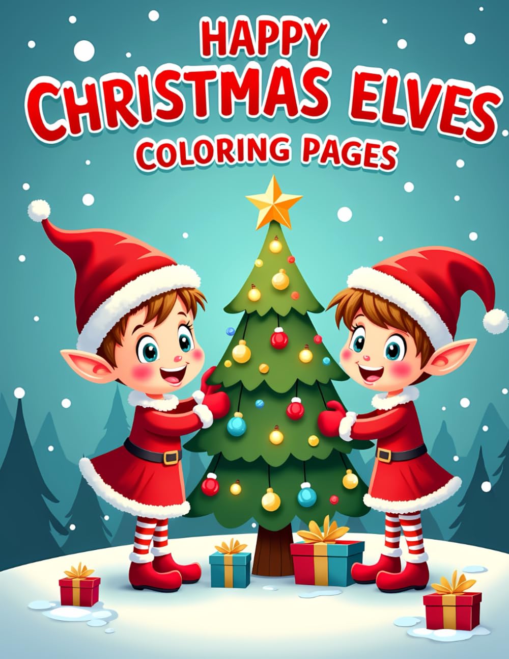 Happy Christmas Elves Coloring Pages: Cute and Festive Holiday Coloring Fun for Kids Ages 3–8