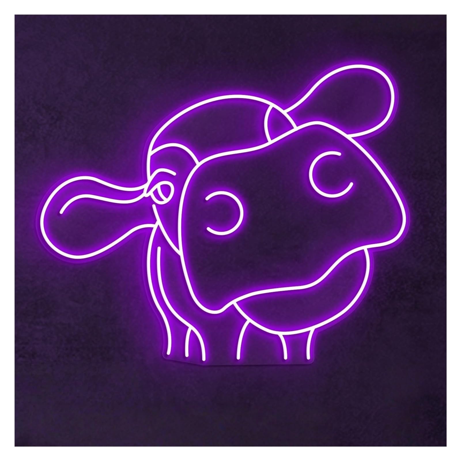 RONGCH Hanging Art Neon Signs Cow Head Neon Sign, Suitable for Farmhouse Home Decor with Brightness Adjustable 43cm(G)