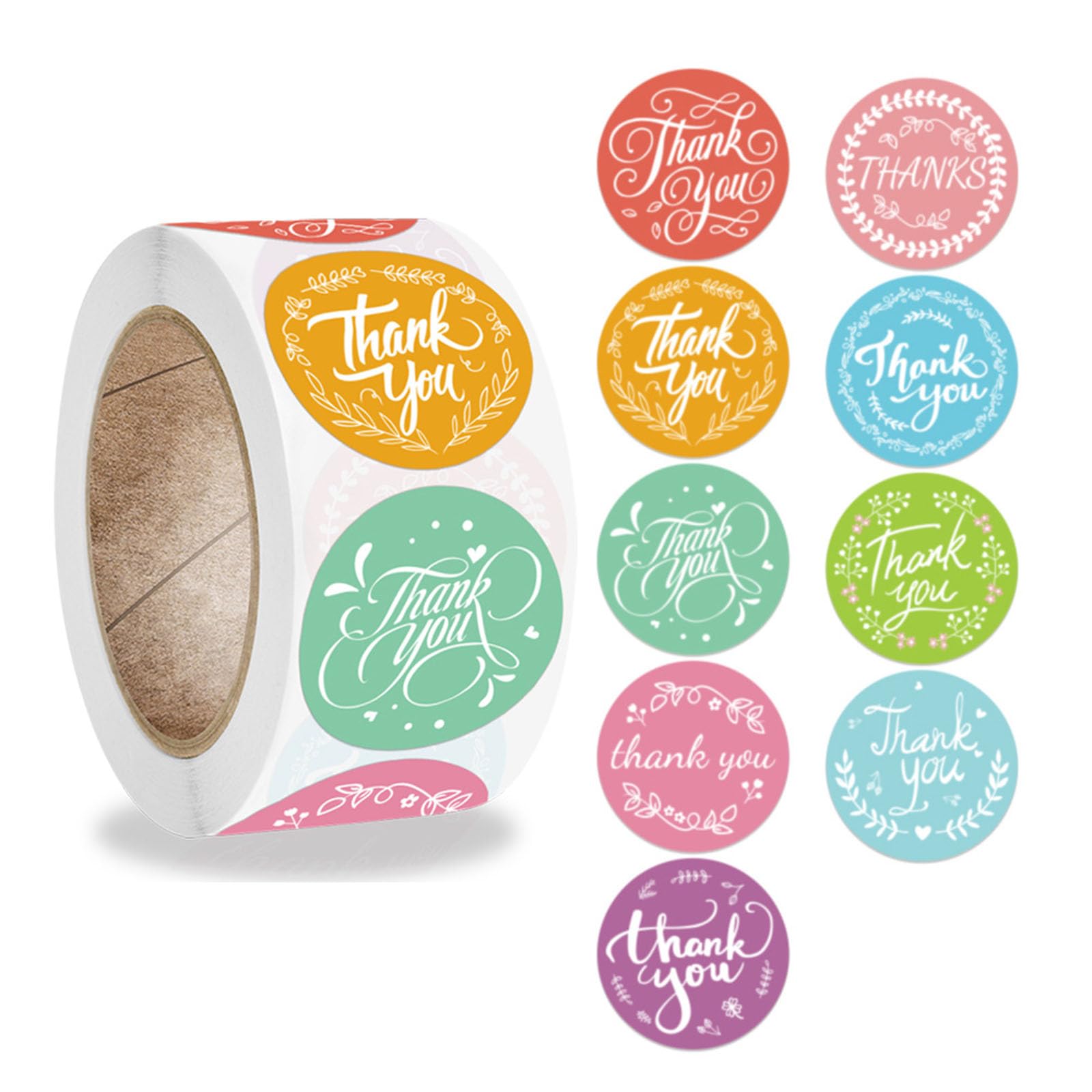 Photo 1 of 500 Colorful Thank You Stickers Heart Floral Thank You Sticker for Packaging Flower Small Business 1 Inch 9 Designs Handmade Presents Bags Envelopes Shopping Small Shop Mailers Wrapping