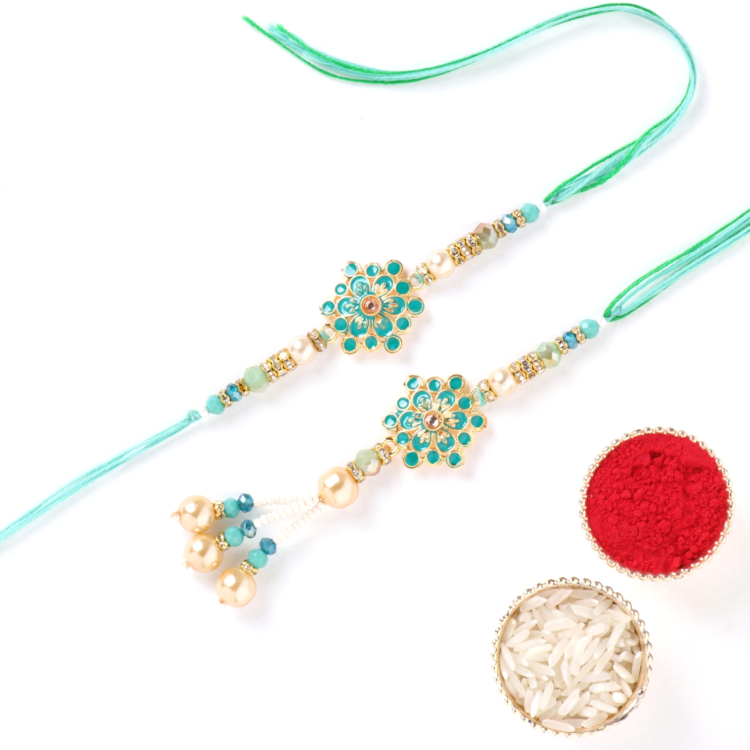 Floweraura Raksha Bandhan Handcrafted Vibrant Meenakari Bhaiya Bhabhi Rakhis Bracelet with Roli - Rakhi for Brother, Sister-In-law, Bhaiya, Bhabhi, Cousins & Raksha Bandhan Gift(Design 9) (B0D87BP9W4) Amazon Price History, Amazon Price Tracker