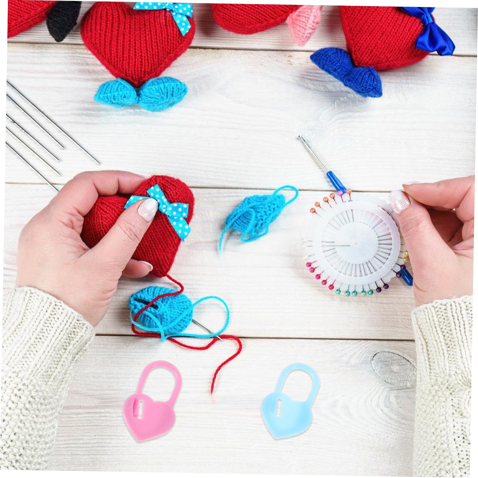 Angoily 1000 Pezzi Segnapunti Cuore Antiscivolo per Maglia e Uncinetto Clip Contapunti in Plastica Colorata Accessori Versatili e Lavori Manuali