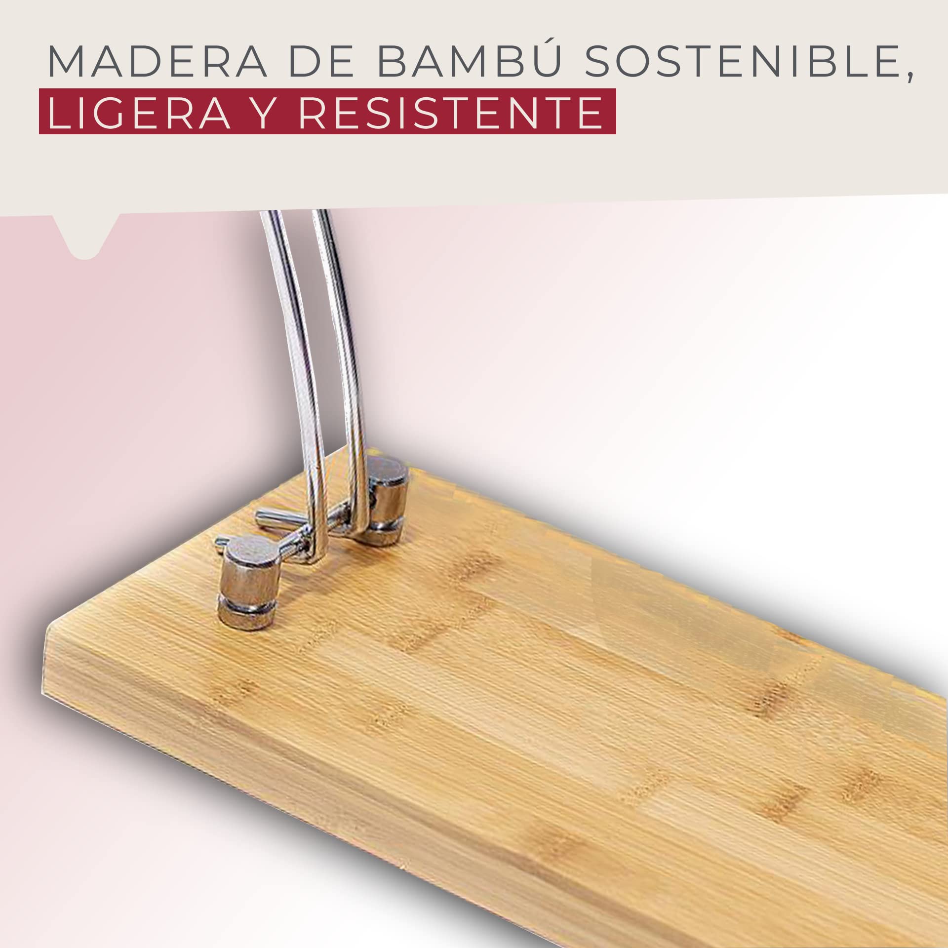 Fackelmann Support à jambon pliable en bambou, support pour palette ou jambon, design frais, base en bois de bambou et support en acier chromé, 37 x 16 cm, 1 unité