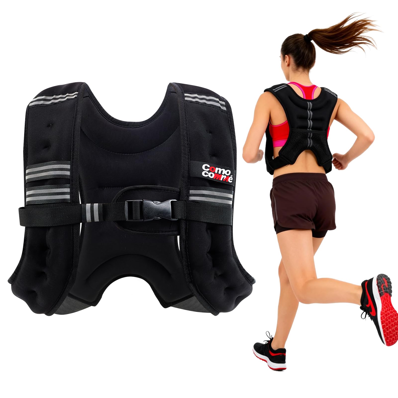 Weighted Vest 5lb 10lb 12lb 15lb Weight Vest with Reflective Stripe for Women Men Rucking Vest for Walking