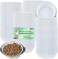 meekoo 600 Pack Disposable Pet Bowl Liners for Cats & Small Dogs - Leak-Proof Paper Liners, Hygienic White Bulk
