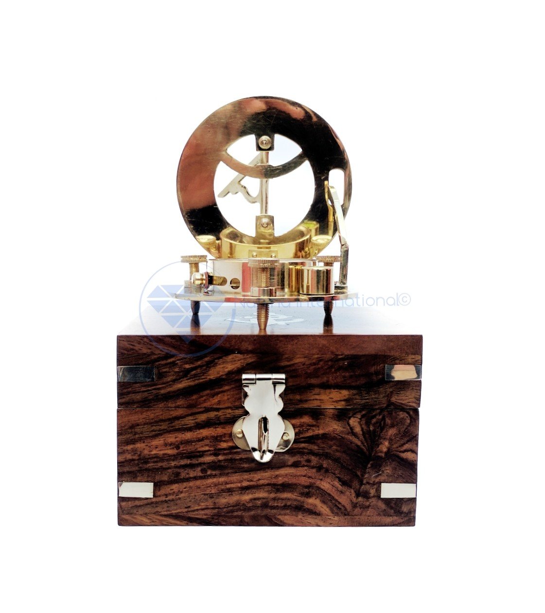 Nagina International Coffre en Bois avec incrustations d'ancrage décoratif | Cadran Solaire 3 "avec boîte en Bois | Décor Maritime du Pirate