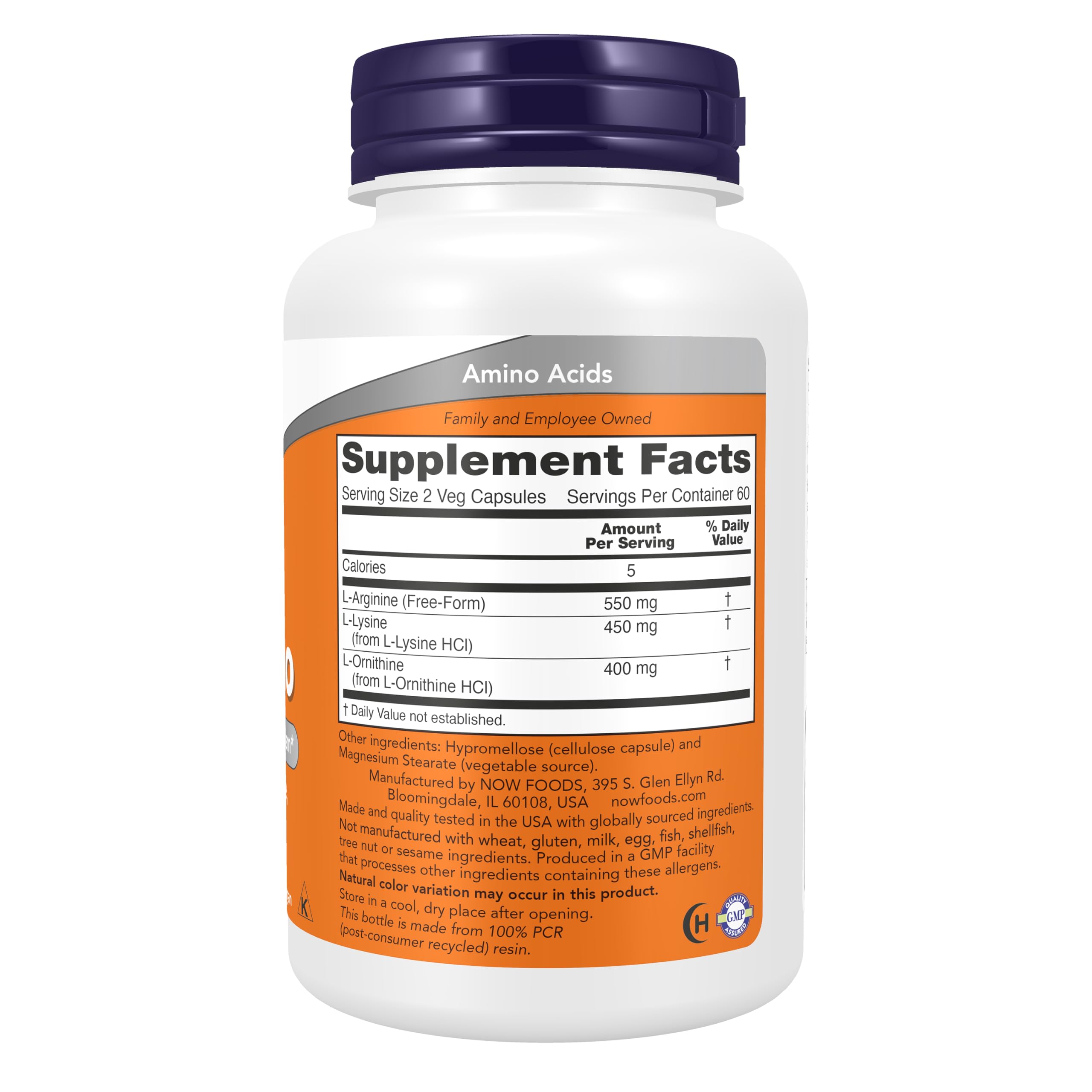 NOW Supplements, Tri-Amino with L-Arginine, L-Ornithine, L-Lysine, 120 Caps — Amazon image 2
