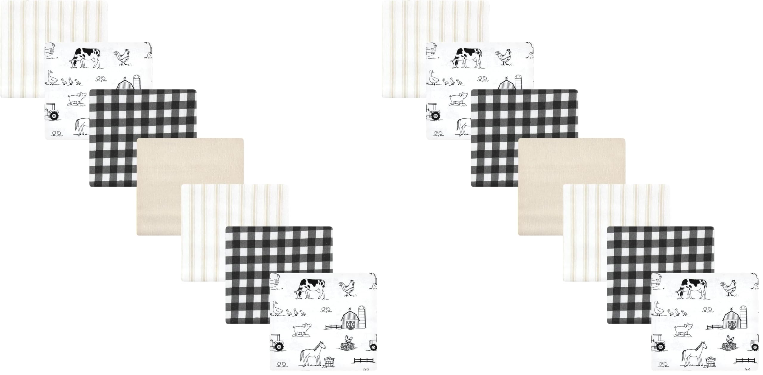 Hudson Baby Unisex Baby Cotton Flannel Receiving Blankets Bundle, Neutral Farm, One Size (Pack of 2)