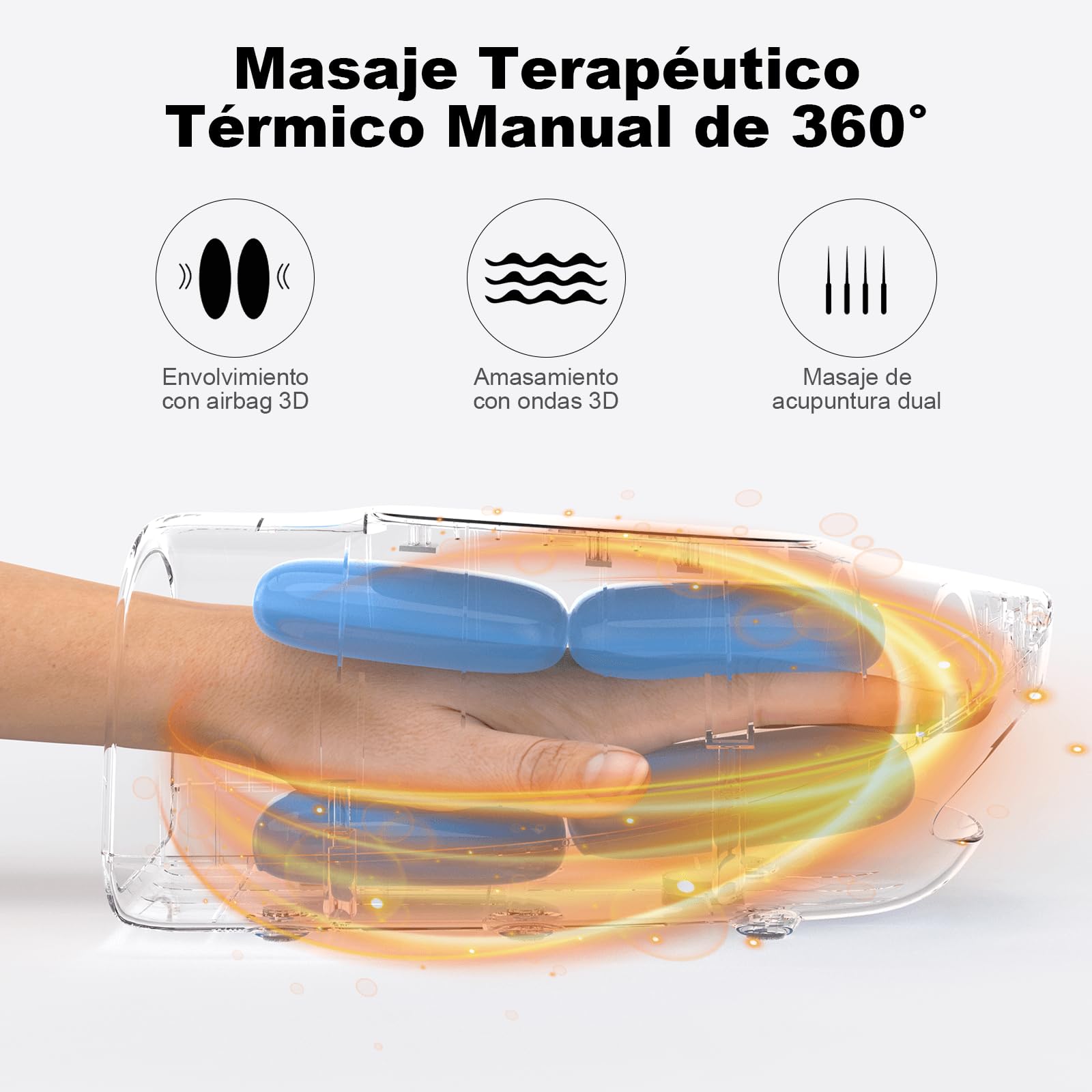 Masajeador de Manos con Calor y Compresión, Alivia Dolor de Artritis y Síndrome del Túnel Carpiano, Masaje Relajante para Muñecas y Dedos, Regalo para Hombres, Mujeres
