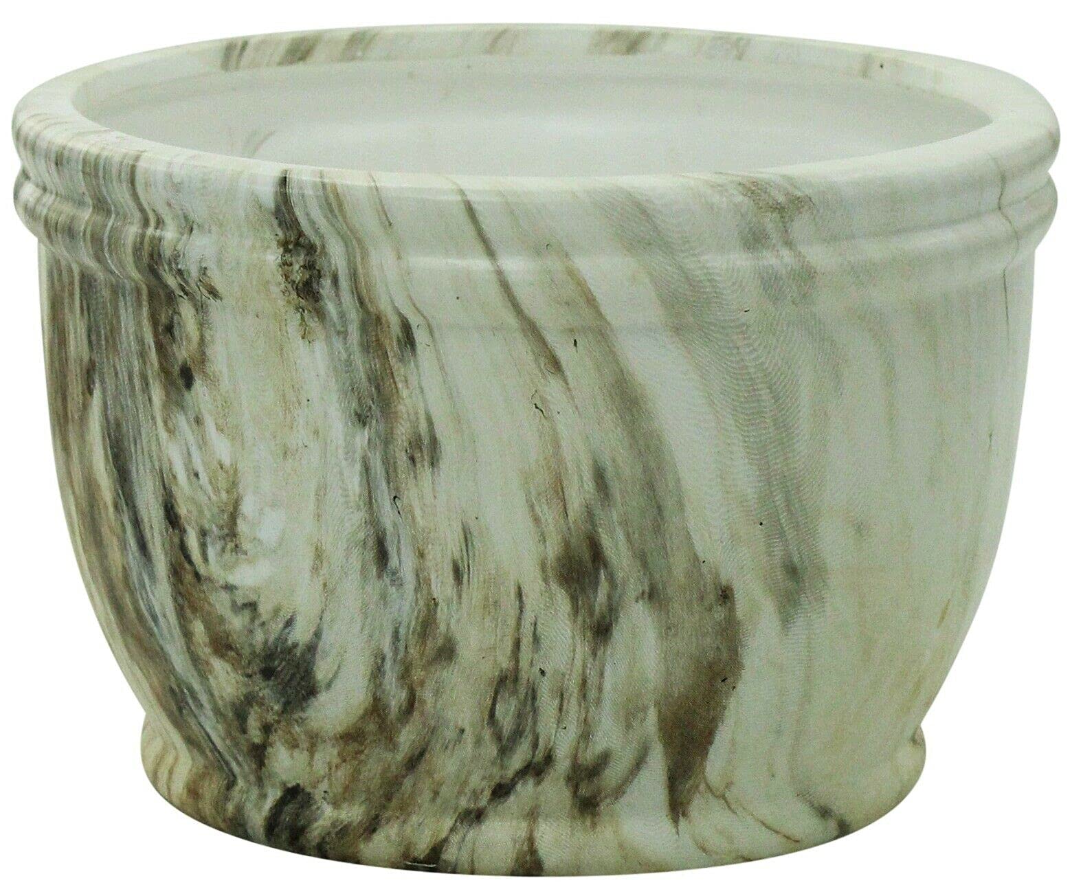 Rammento Brown 18Cm Small Succulent Pot, & White Marbled Dolomite | 12Cm Tall Indoor Herb Planter, Outdoor Patio Flower Pot | Mini Decorative Cactus & Houseplant Pot Indoor/Outdoor Balcony Planter