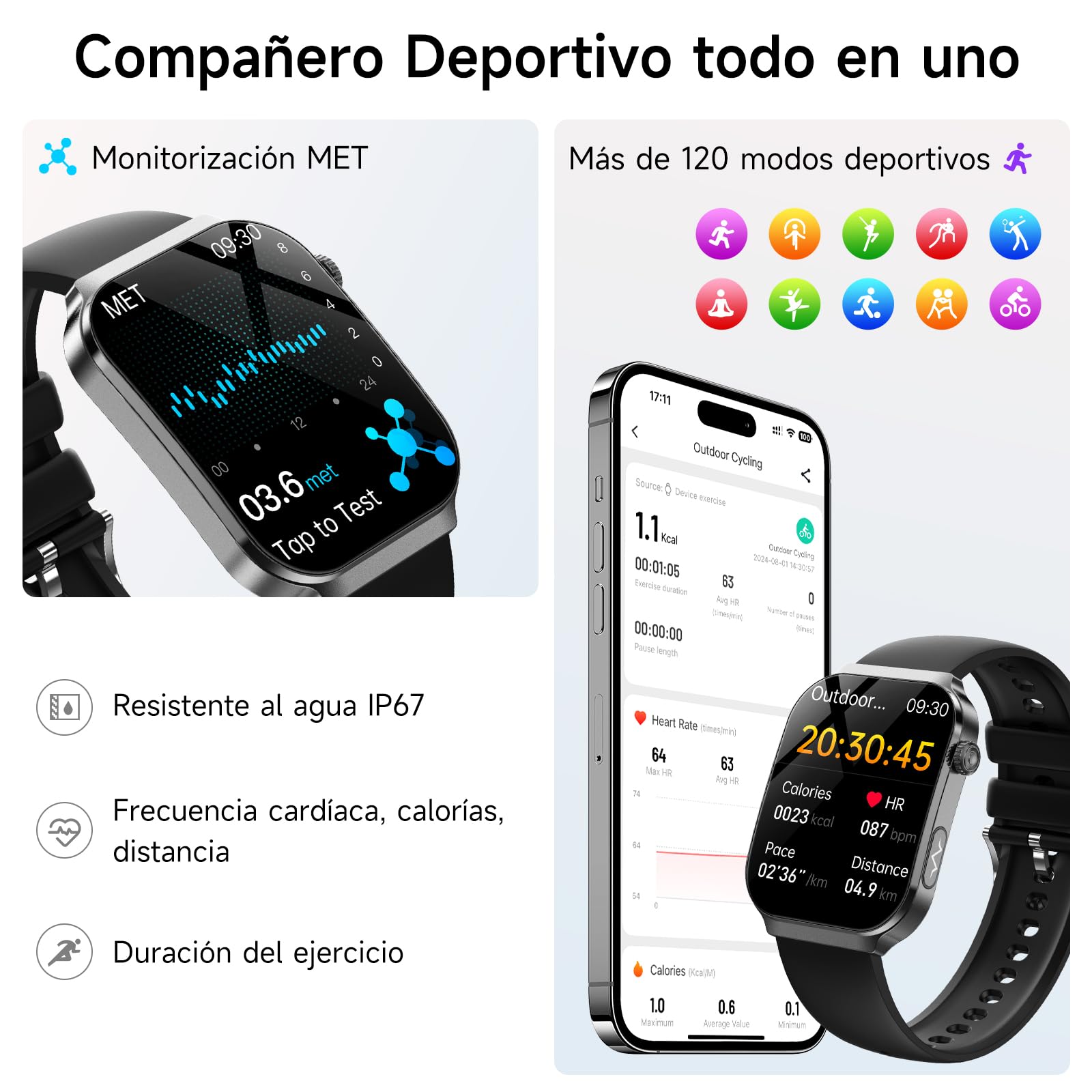 2026 ECG+HRV Reloj Inteligente Hombre con BMI/Microchequeo | 2.2'' Pantalla Curva 3D Ultragrande Smartwatch con 24H Tension Arterial, Pulsómetro, Temperatura Corporal, Sueño, iOS Android