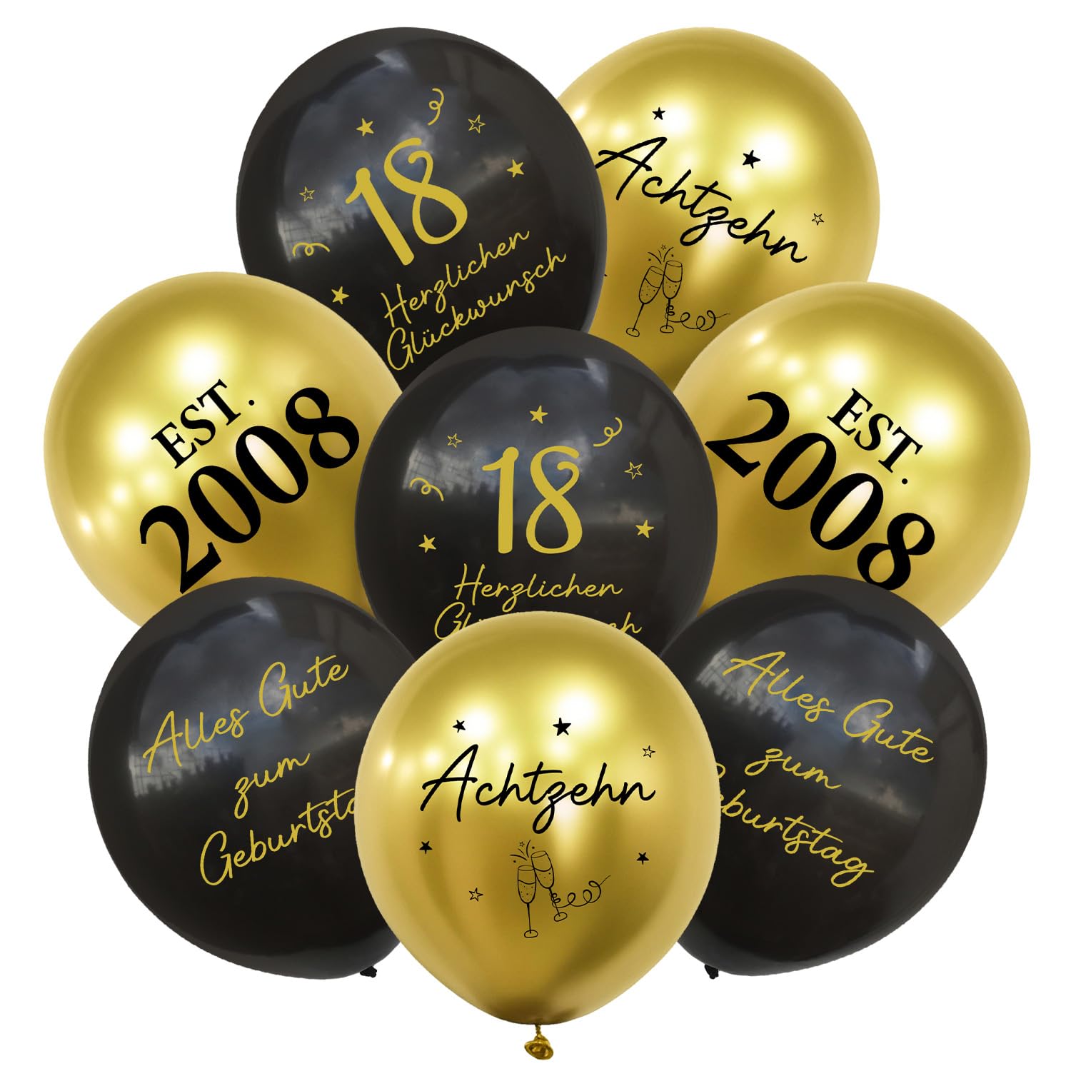Schwarz Gold Luftballons Geburtstag Deko Jungen Mädchen