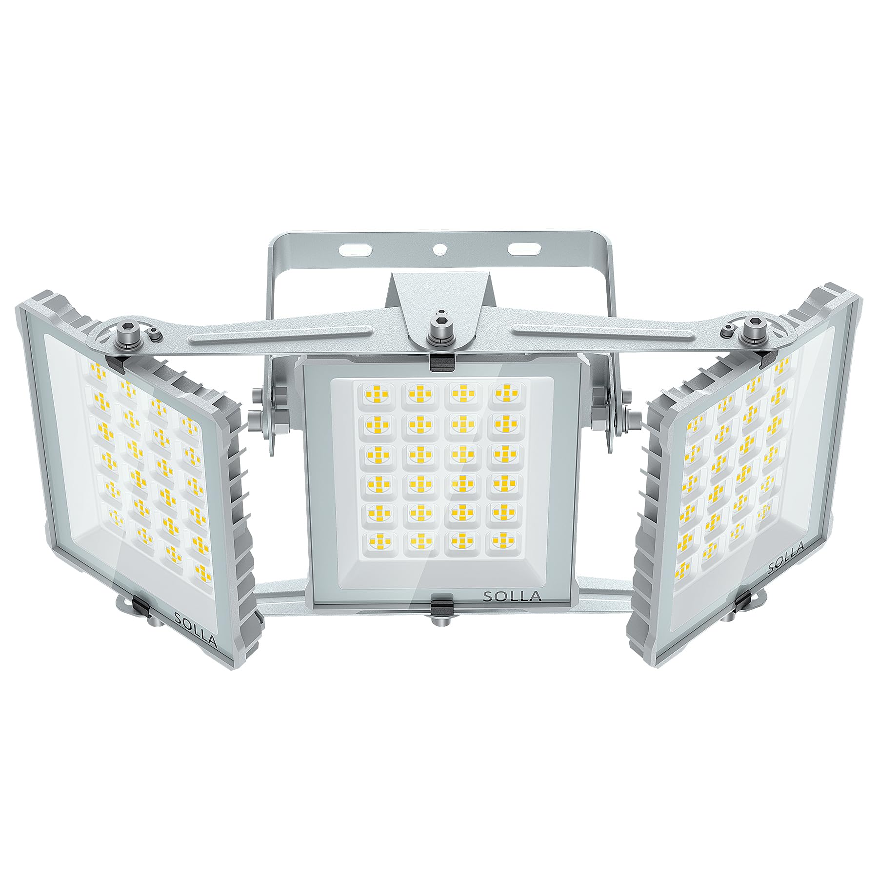 SOLLA 300W LED-Flutlicht für den Außenbereich, Ultra Bright 30000LM 6000K Daylight White IP66 Waterproof, Stadium Lights, 3 Heads Outdoor Floodlight Security Lights for Yards, Patios, Street-Grau